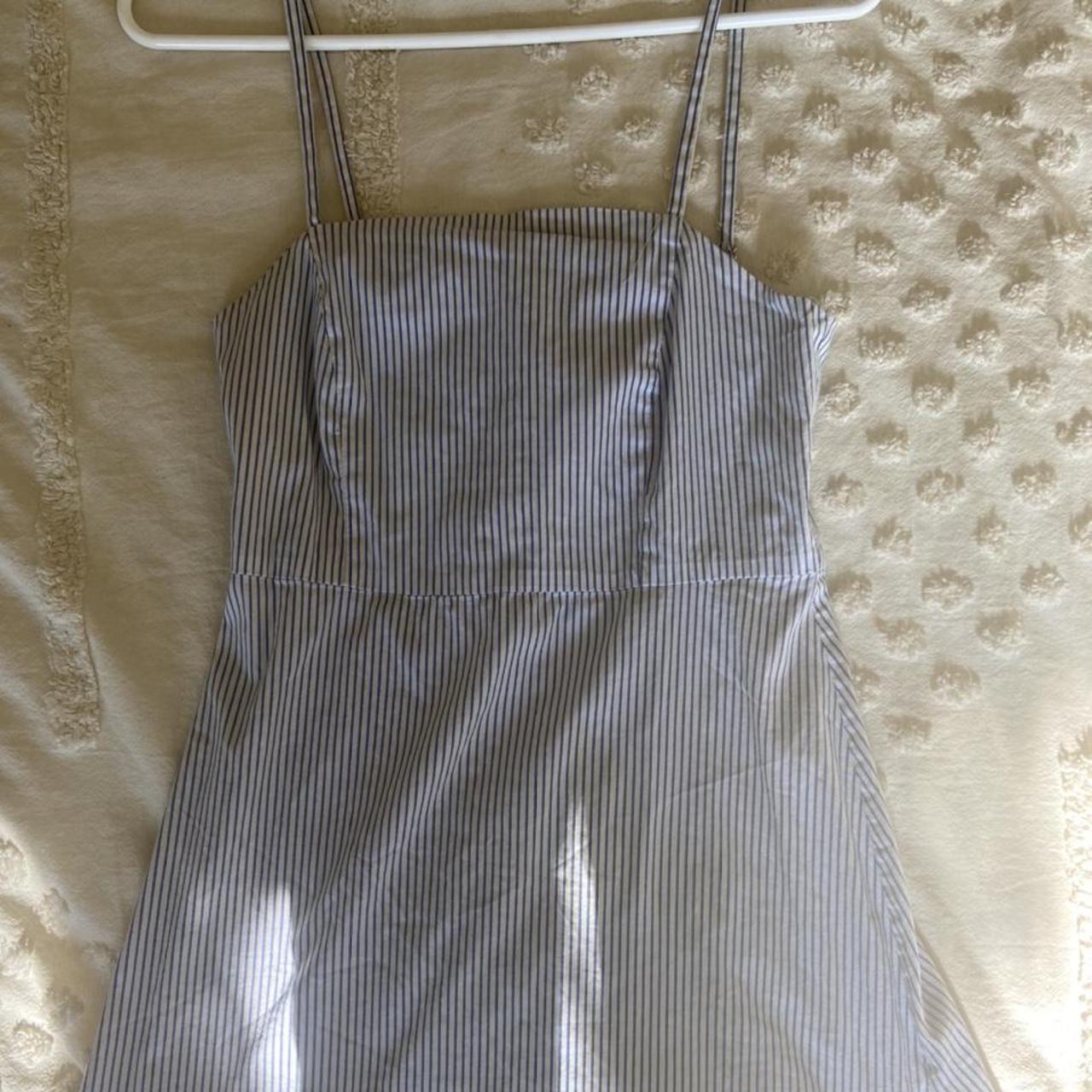 Little blue and white stripe dress. Sooo cute and in... - Depop