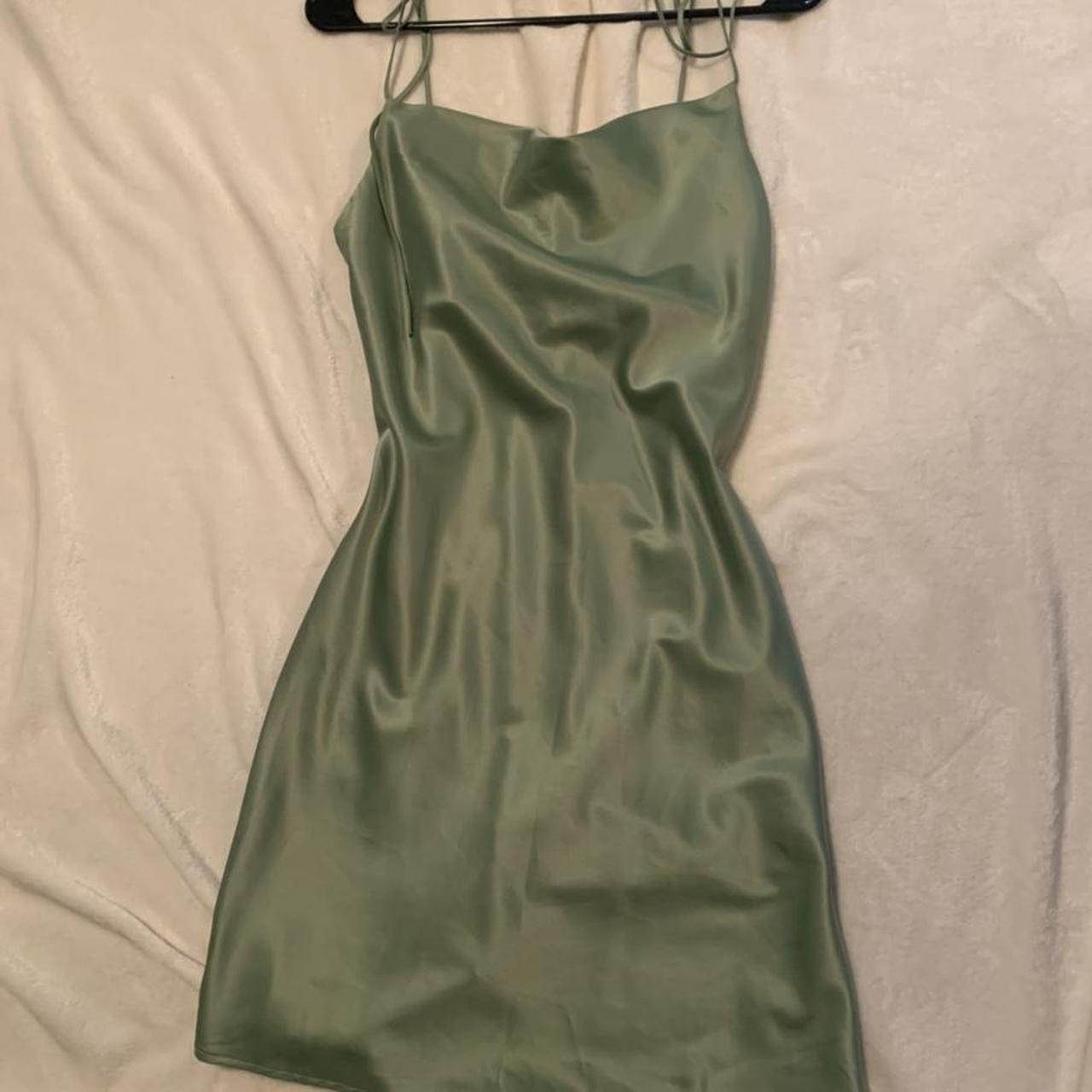 brandy melville silk / satin cowl neck dress light... - Depop