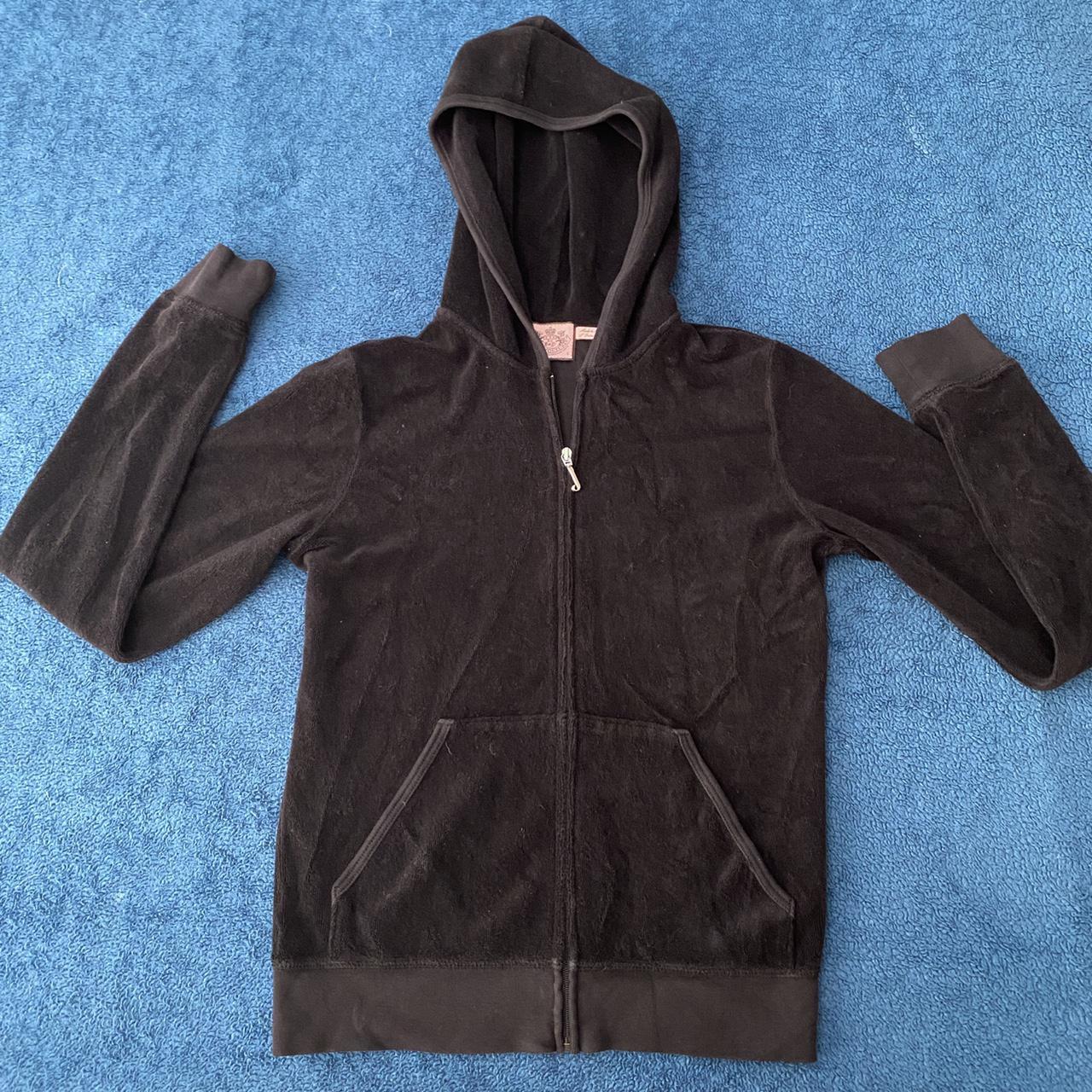 Juicy Couture classic black plain terry cloth zip up... - Depop