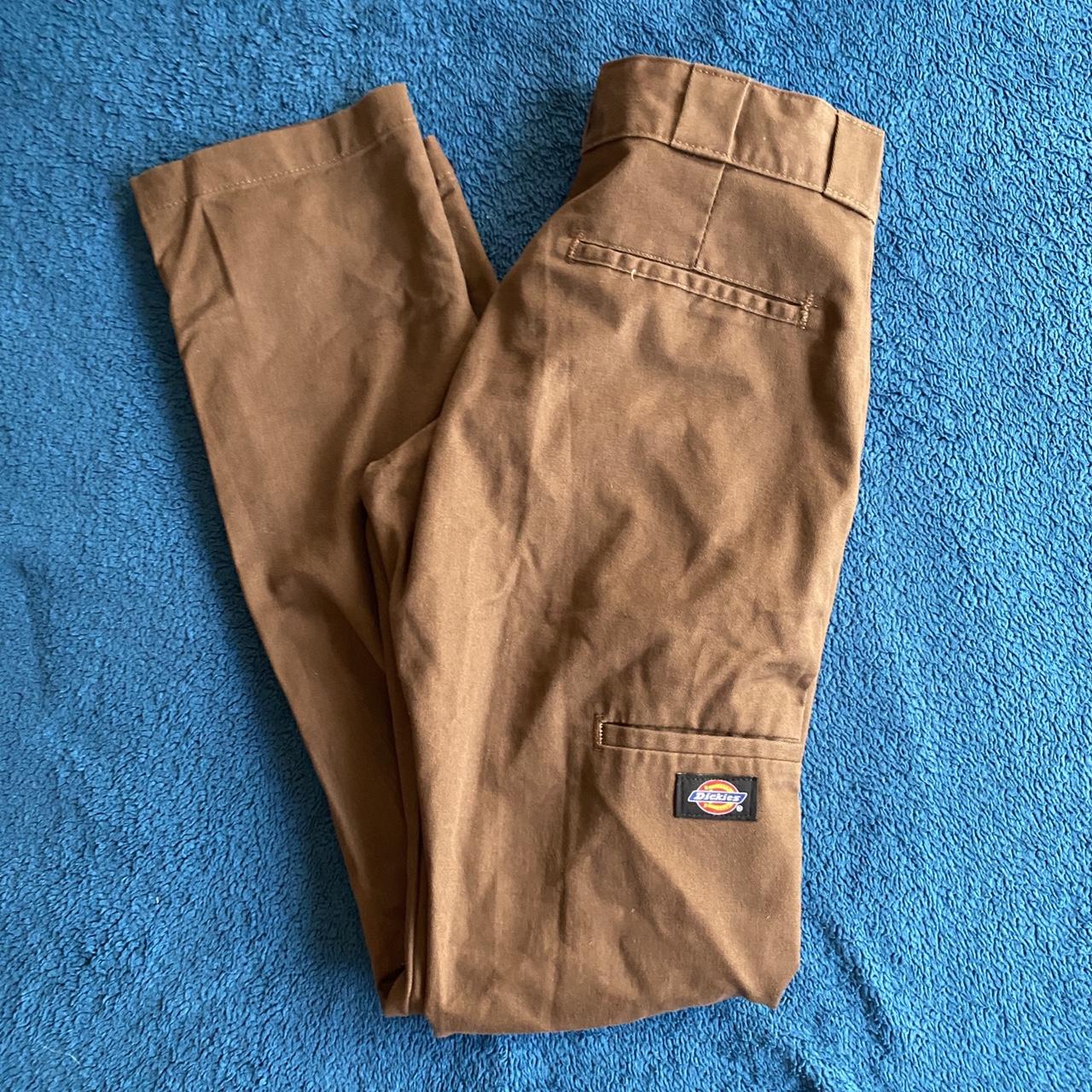 Dickies brown skinny/straight leg pants Size... - Depop