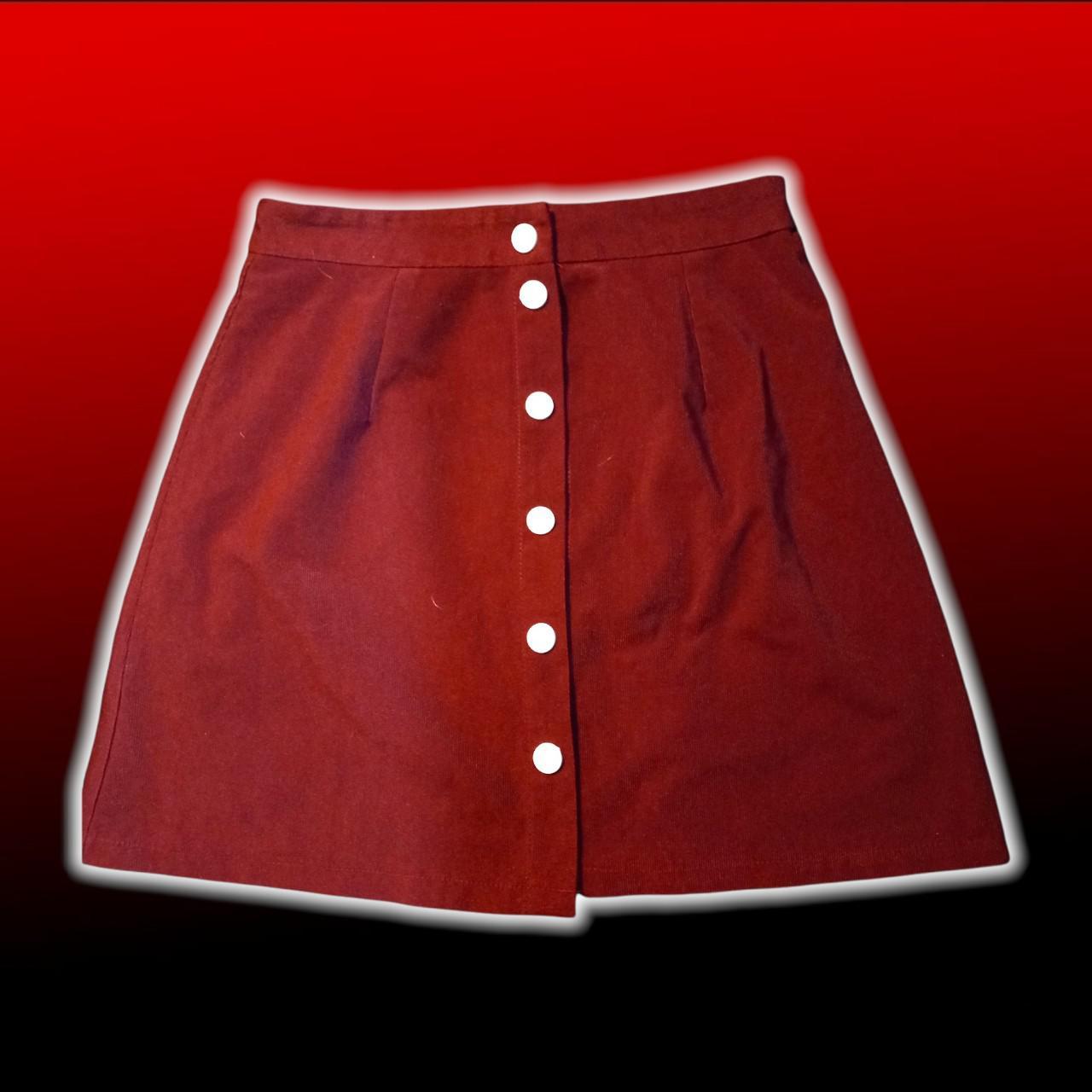 🖤 Red Skirt with White Buttons 🖤 🖤 Size 4 (27inch... - Depop