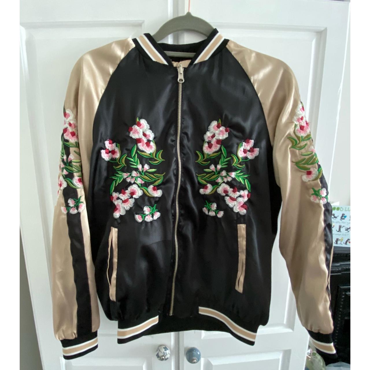 Cherry Blossom Bomber Jacket From Boohoo. Size 12.... - Depop