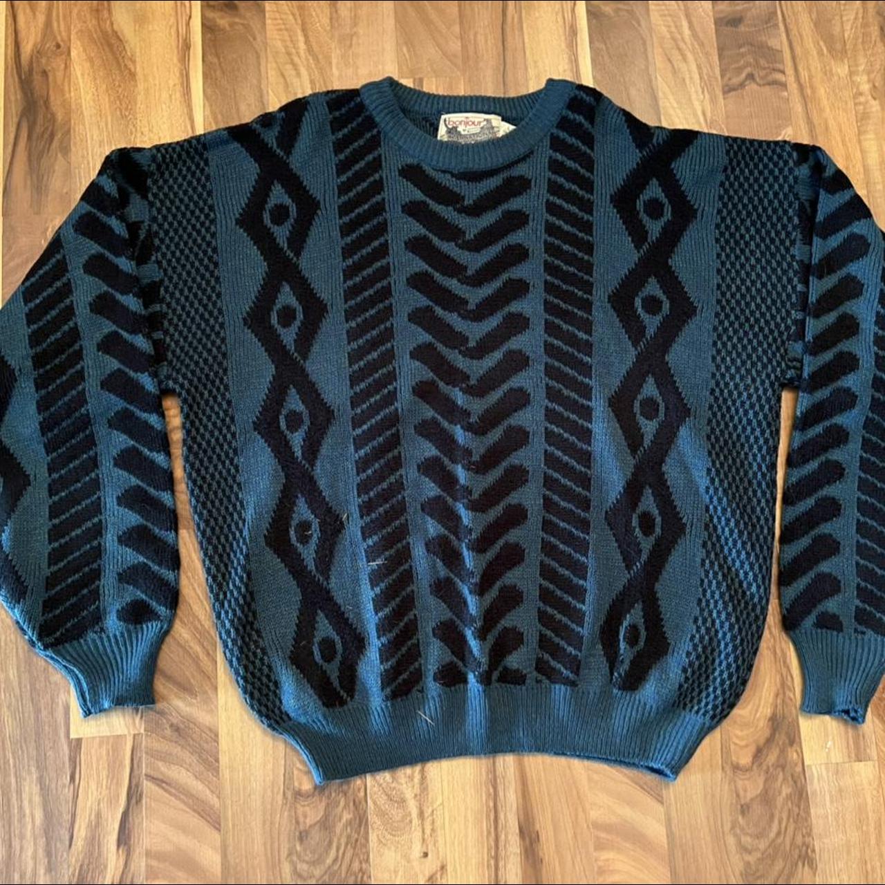Product Image 1 - Vintage 
Mens 
Bonjour 
Sweater 
Blue