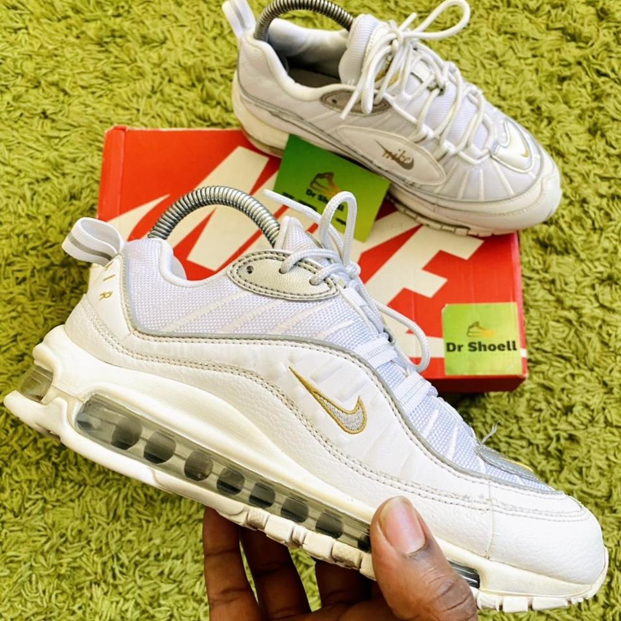 Air max 98 white silver gold best sale