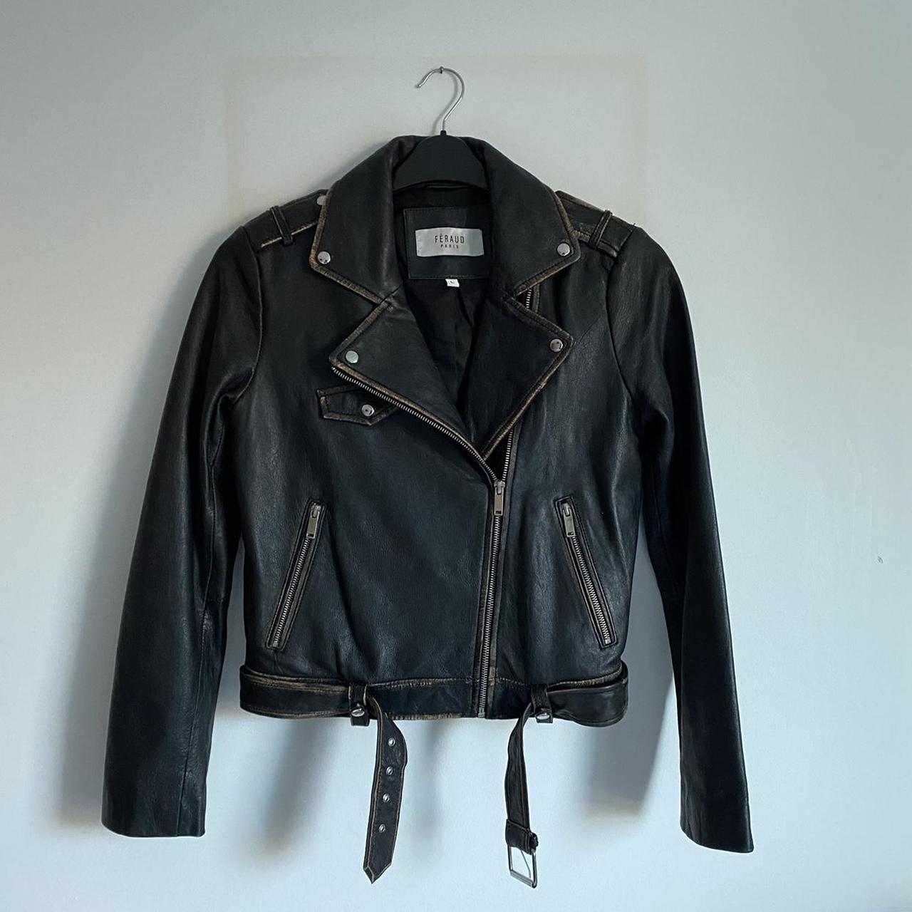 Féraud Paris Black Distressed Leather Jacket, in... - Depop