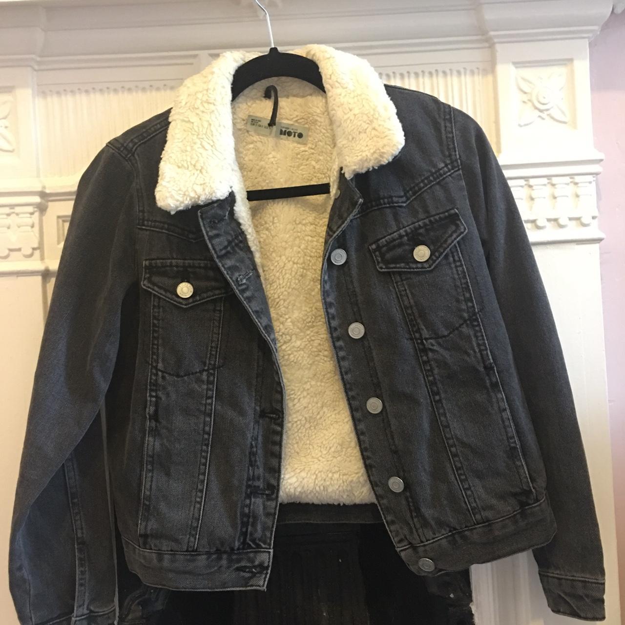 Topshop moto black denim on sale jacket