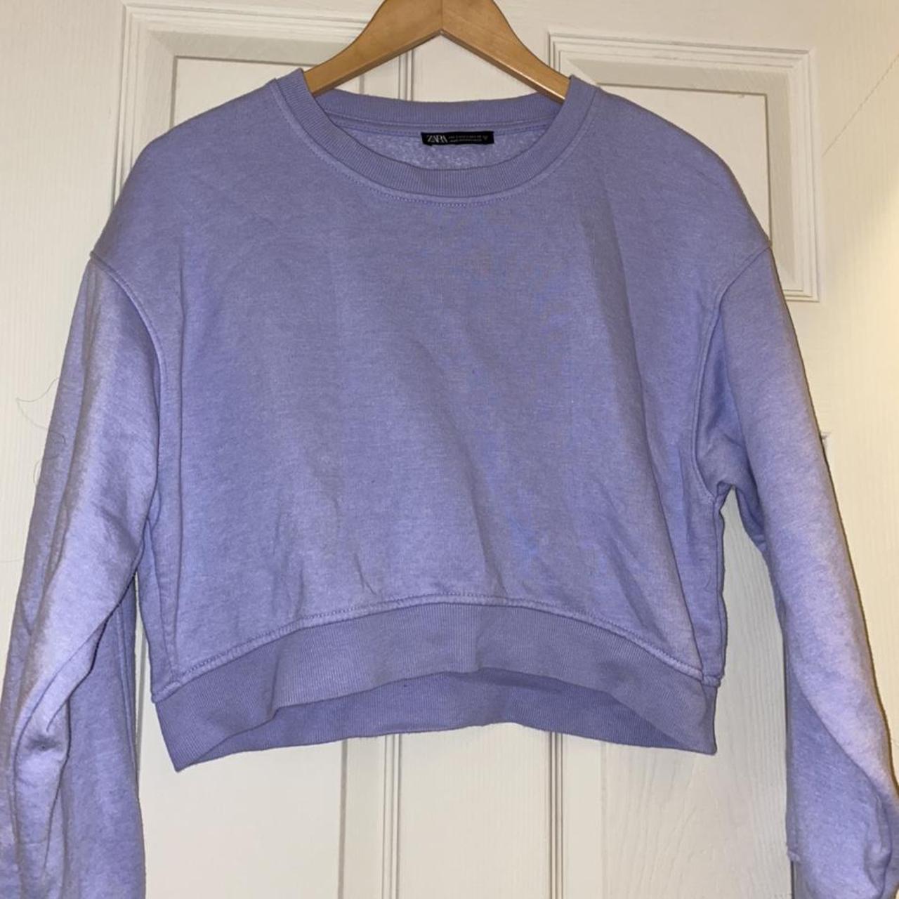 Zara cropped blue/purple colour sweatshirt for... - Depop