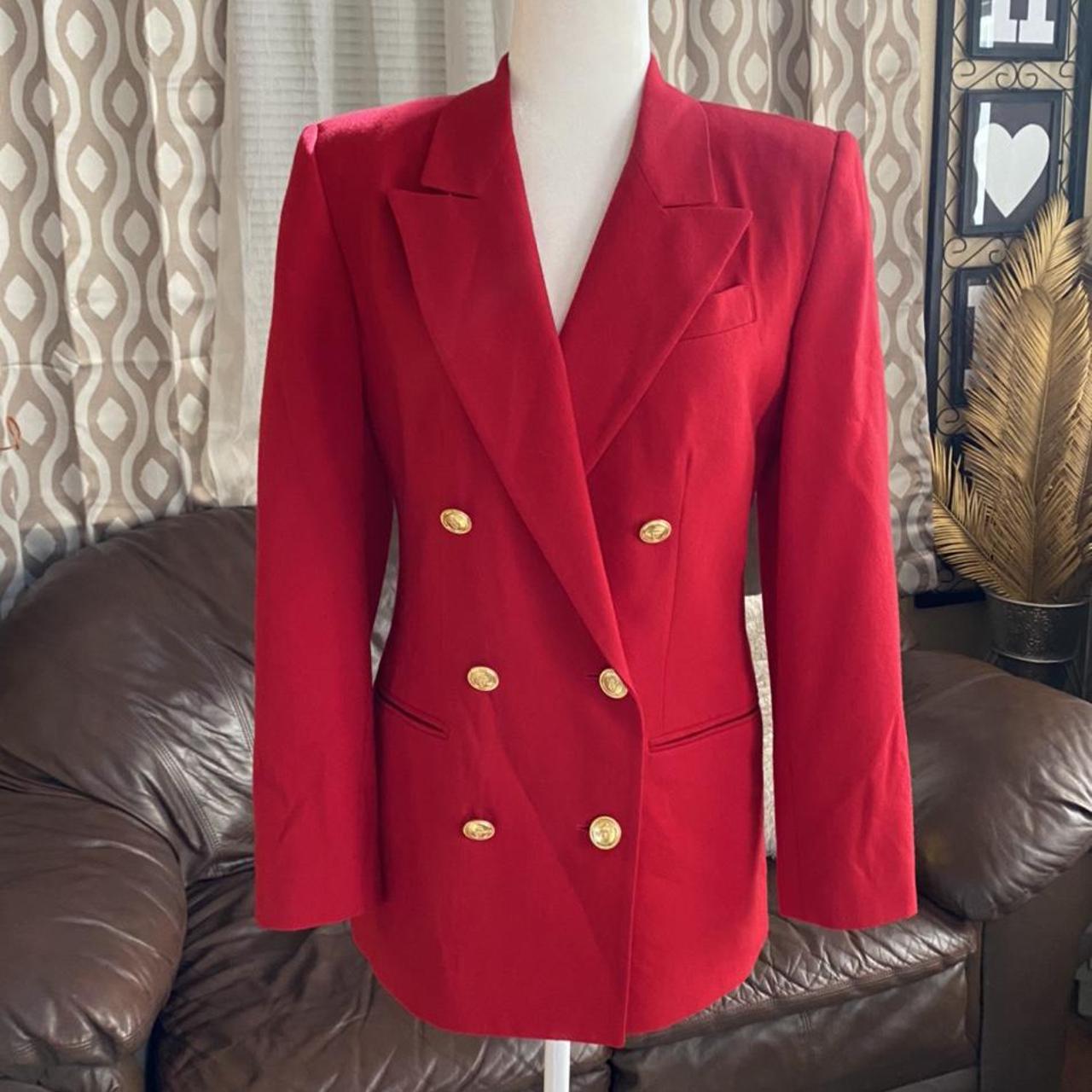 Talbots Women's Red and Gold Coat Depop