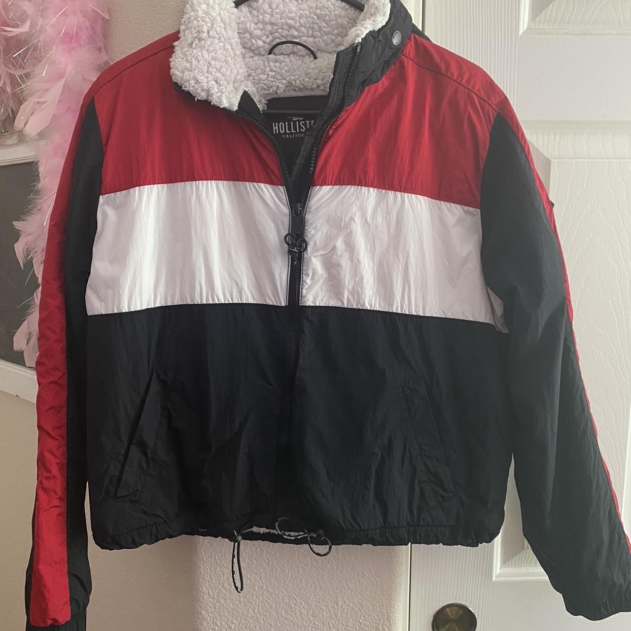 Hollister red and hot sale black windbreaker