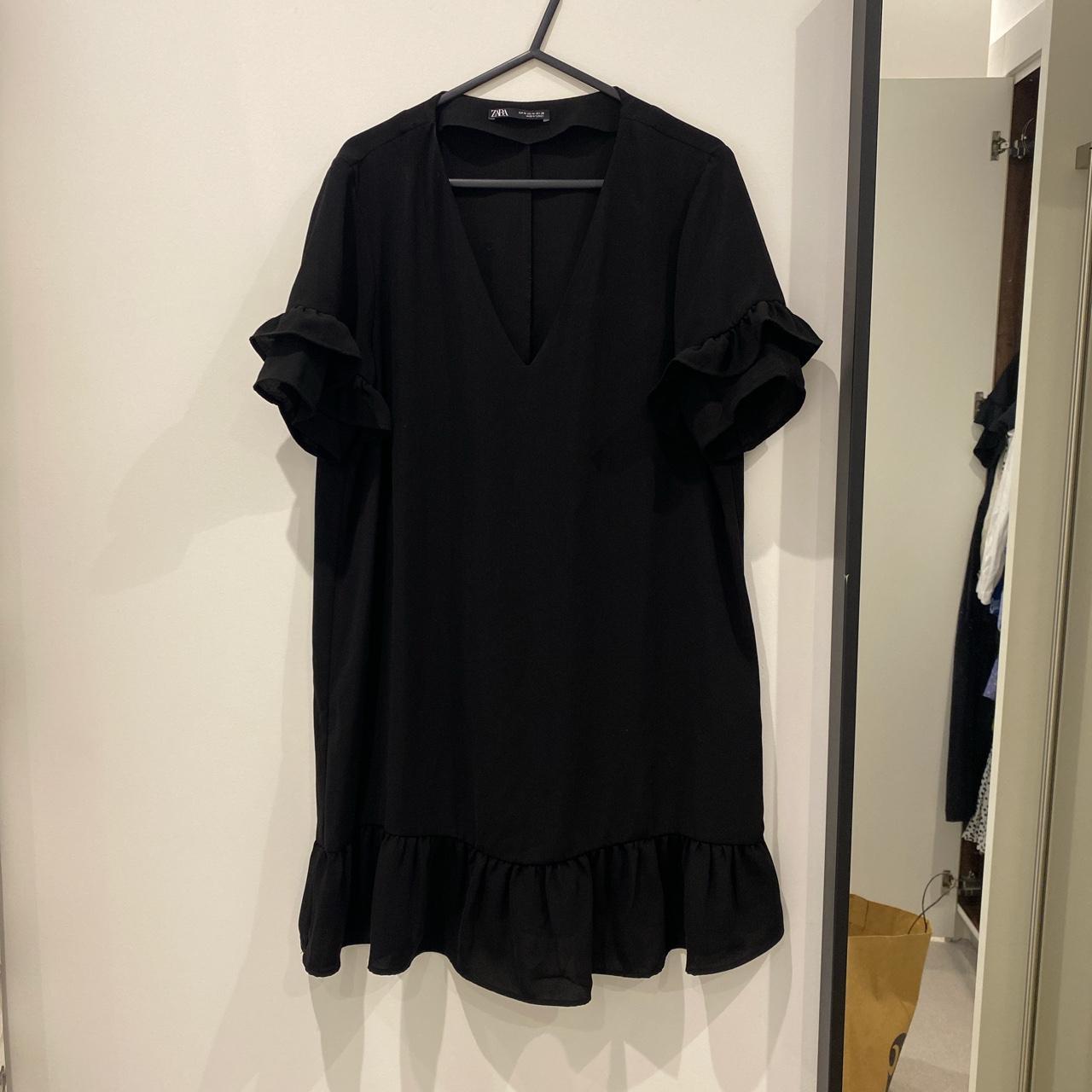 Zara A-line black dress Knee length with frill... - Depop