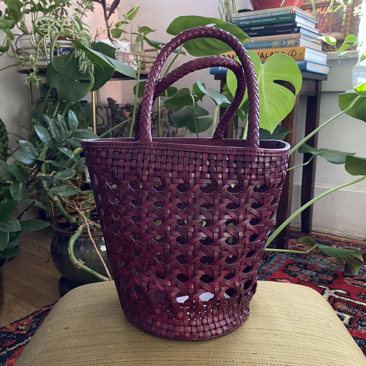 GORGEOUS Burgundy leather woven tote purse This... - Depop