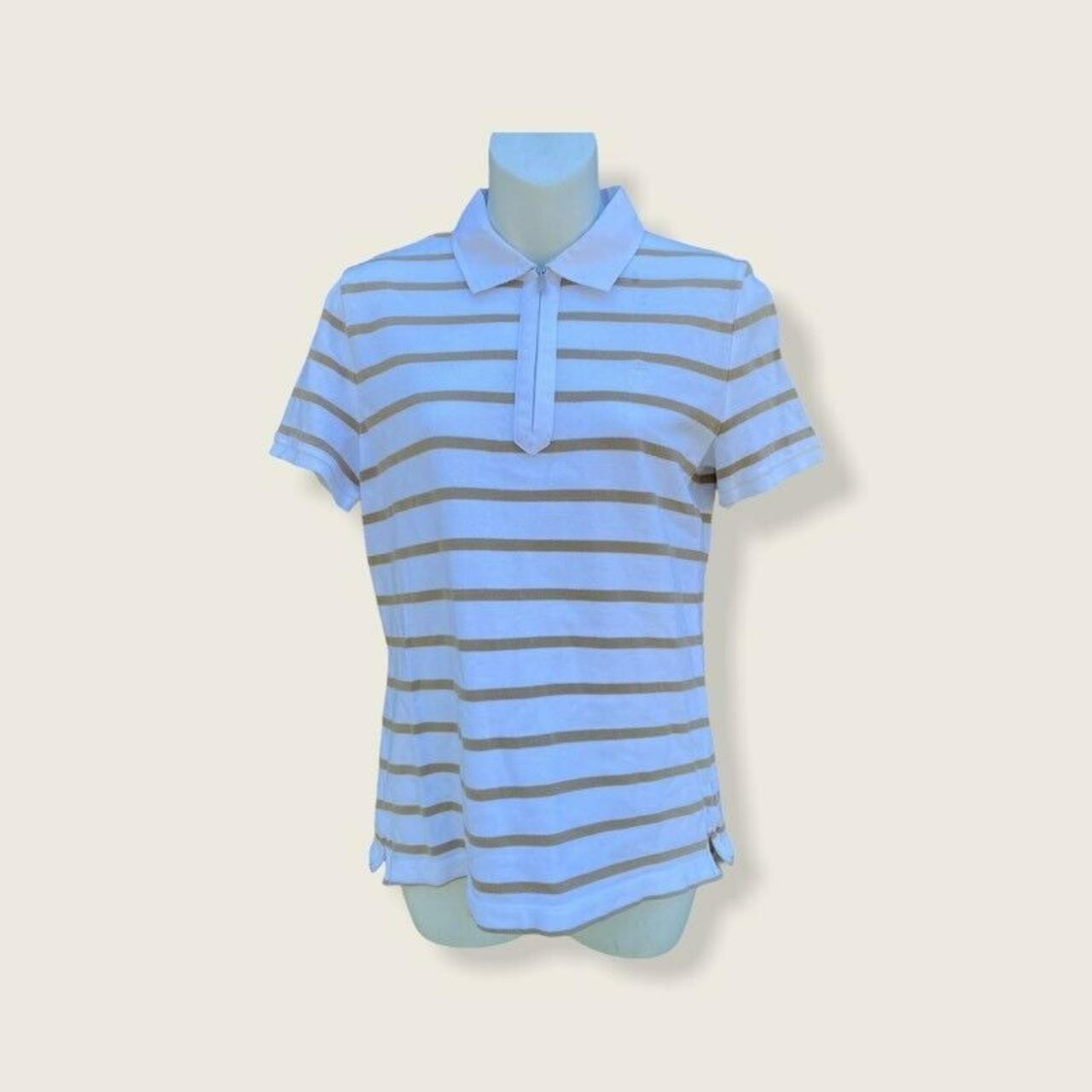 Lauren Active Womens Polo Shirt White Beige Stripe... Depop
