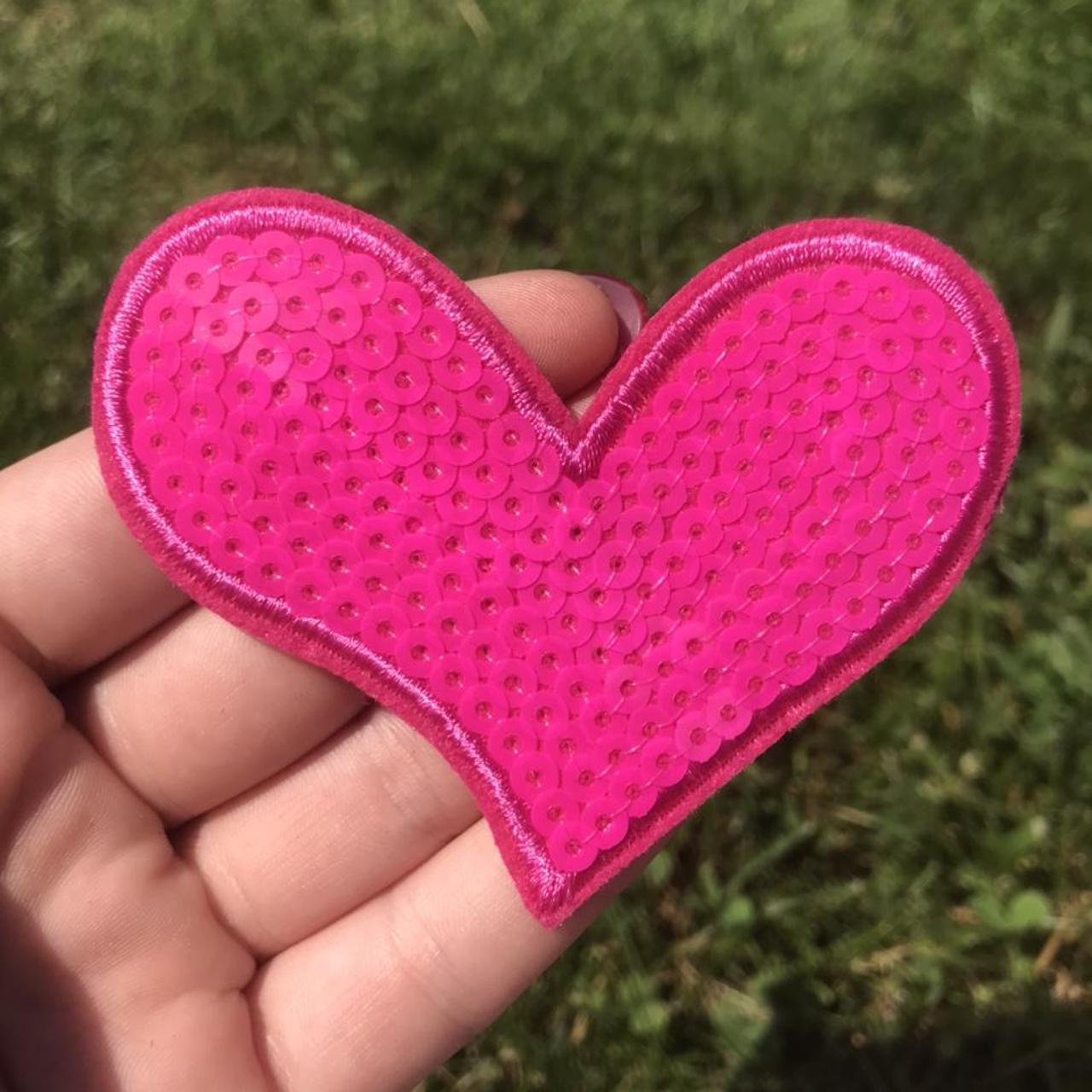 PINK Heart Sequin Patch