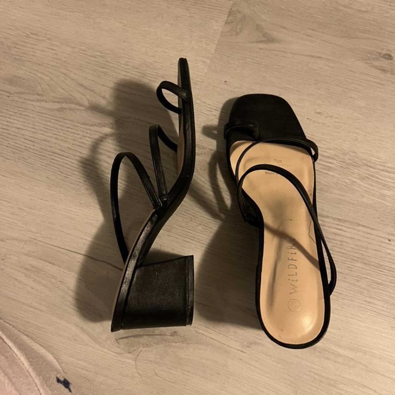 Black strap heels mules Size 9 Worn a couple times... - Depop