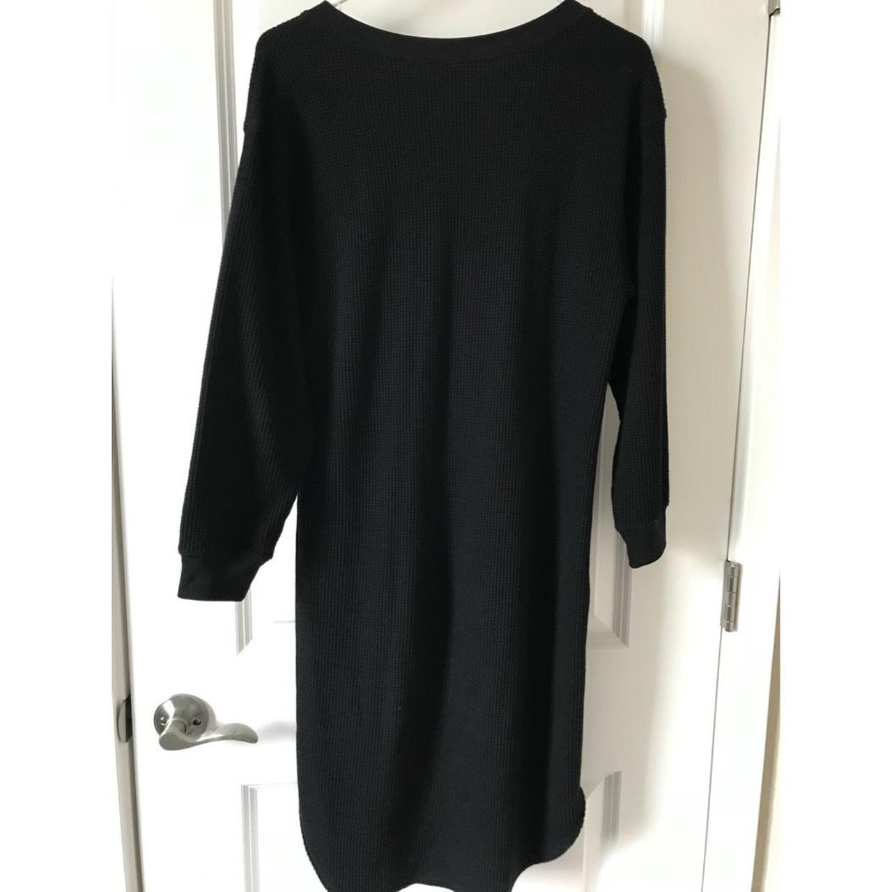 Black Uniqlo Waffle Knit 3/4 Sleeve Dress, size... - Depop