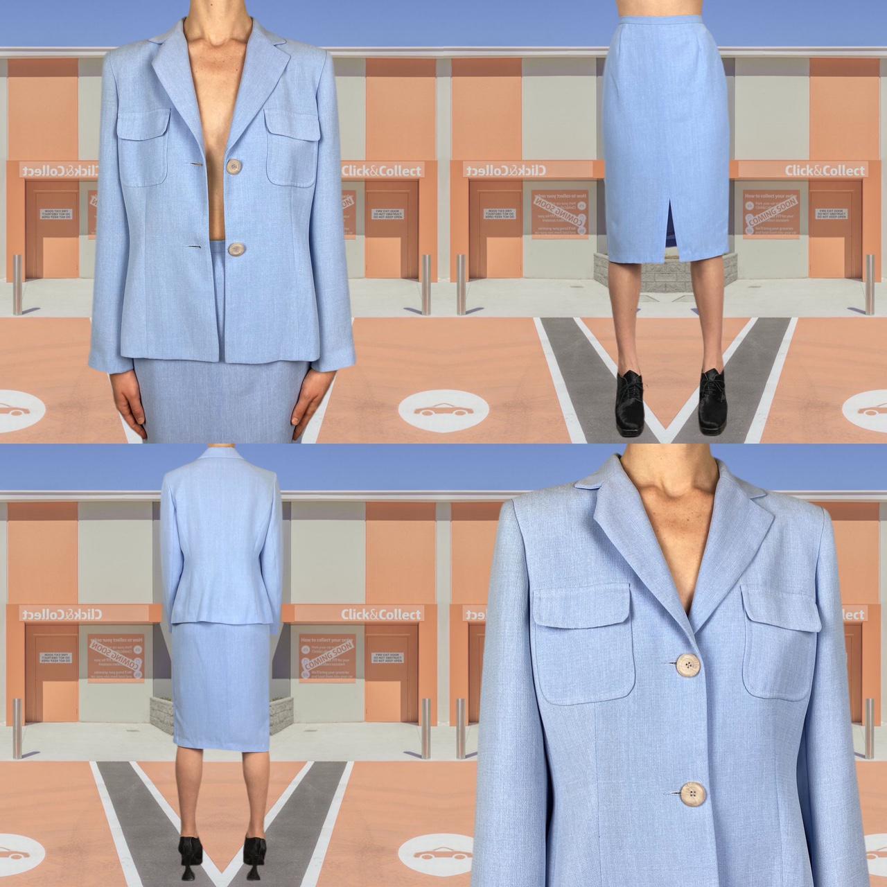 Deadstock ‘Tagg’ two peice baby blue suit jacket and... Depop