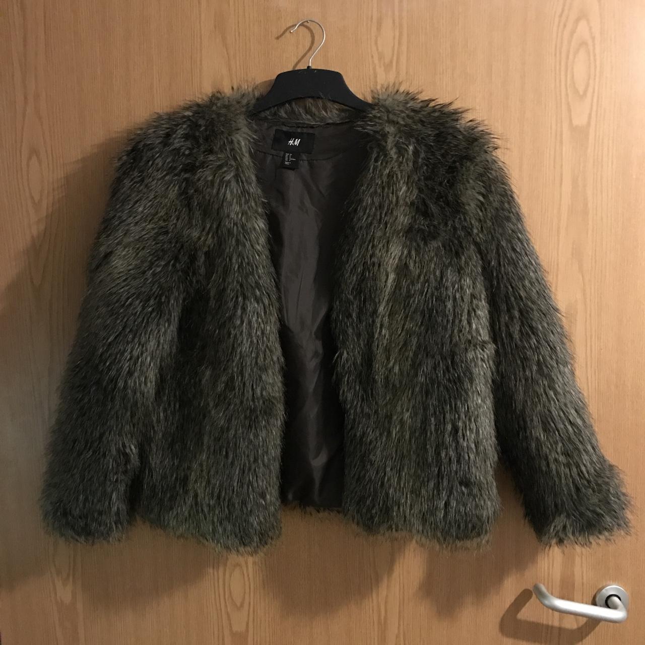 grey faux fur coat h&m