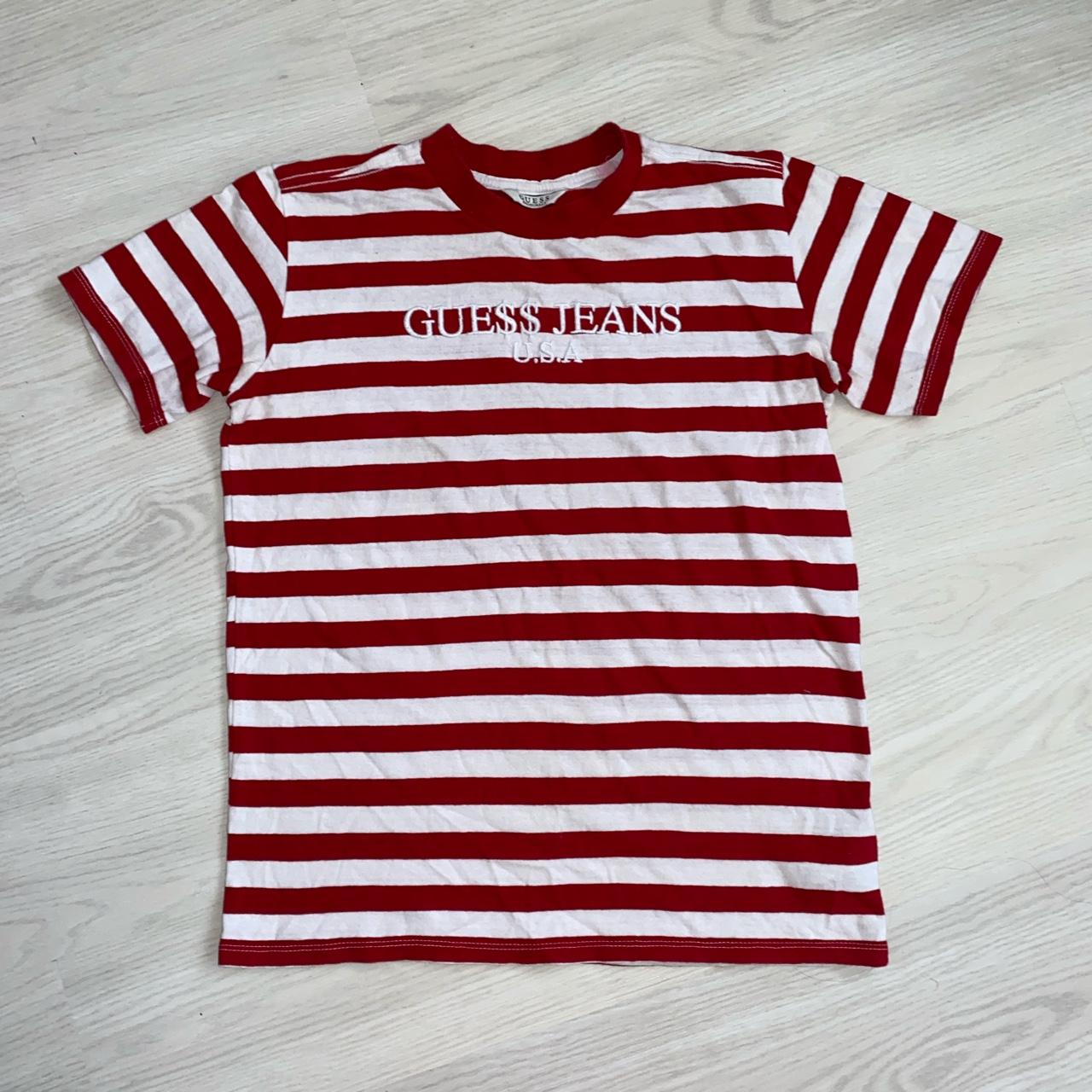 Asap rocky red clearance and white striped shirt