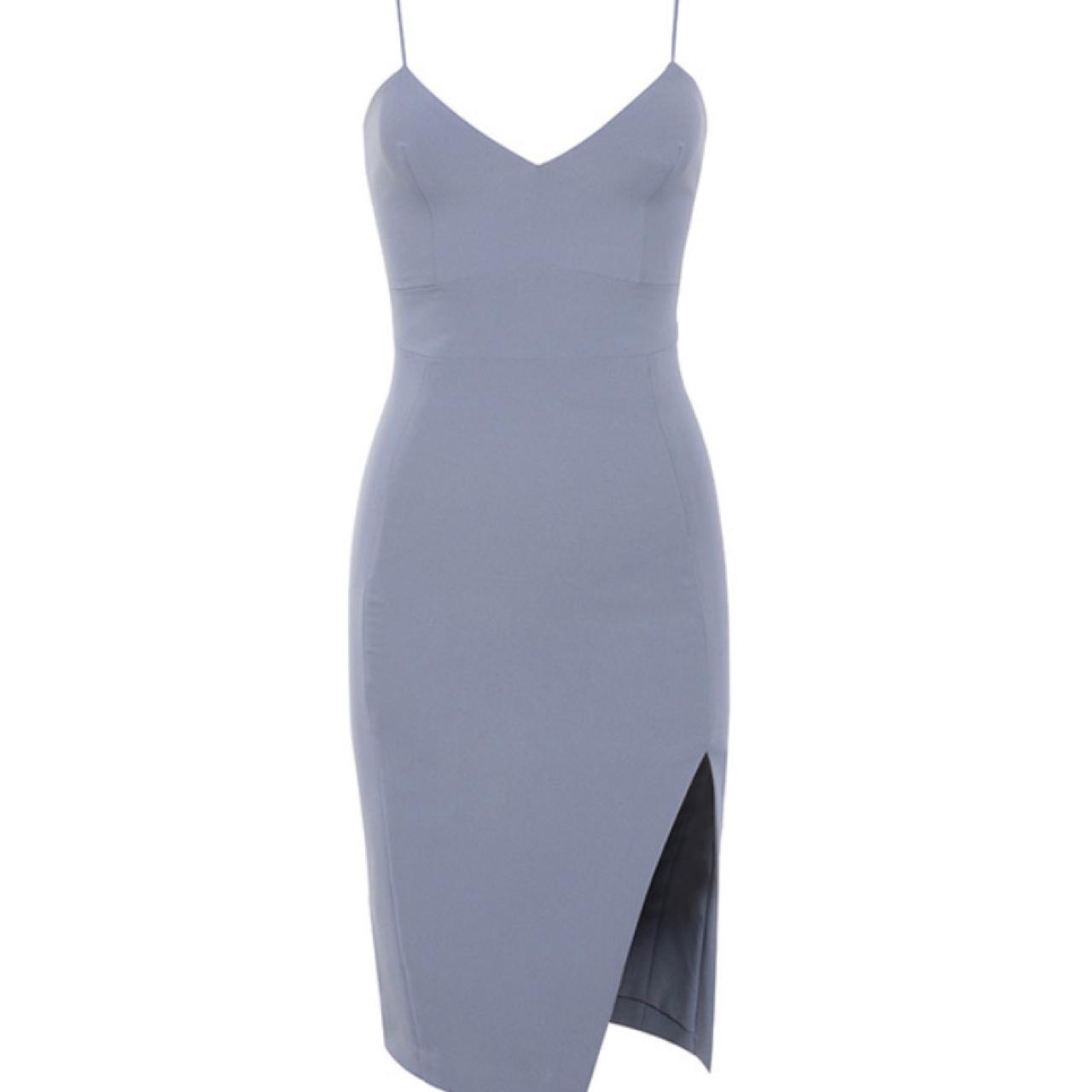 Grey house of cb dress with slit up the side Depop