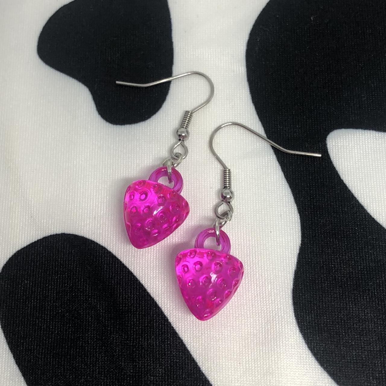 Super cute shiny translucent hot pink strawberry... - Depop