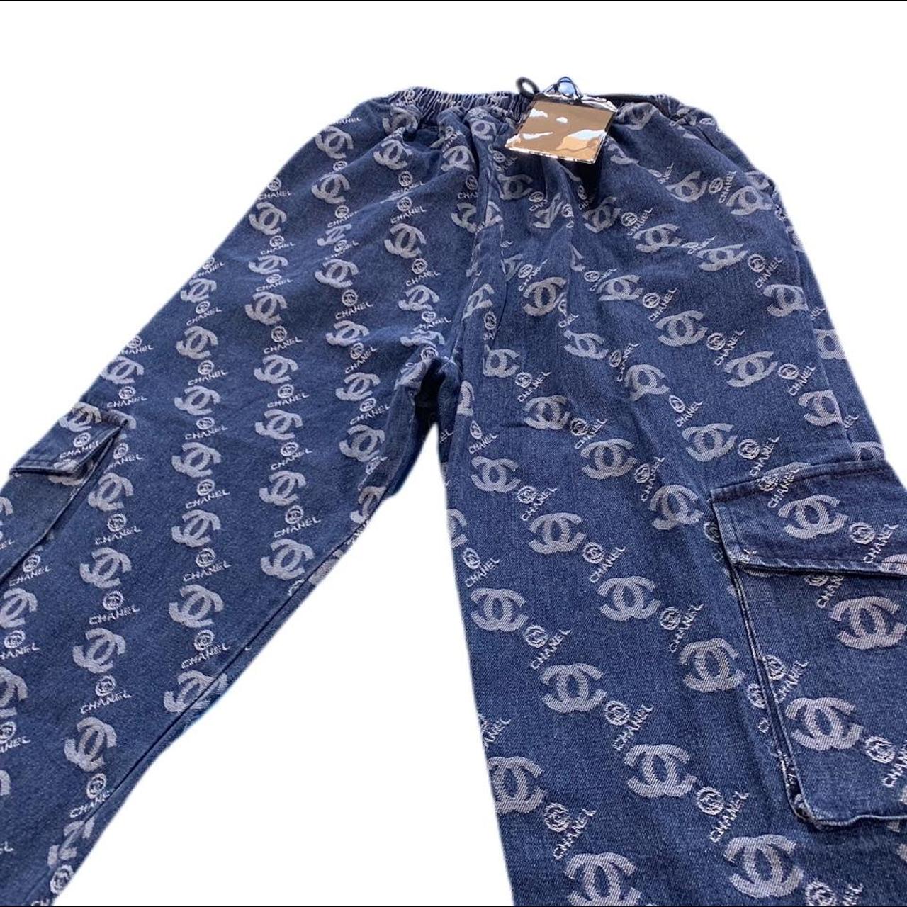 Vintage Y2K 2000s Double C Logo All Over Print Denim... - Depop