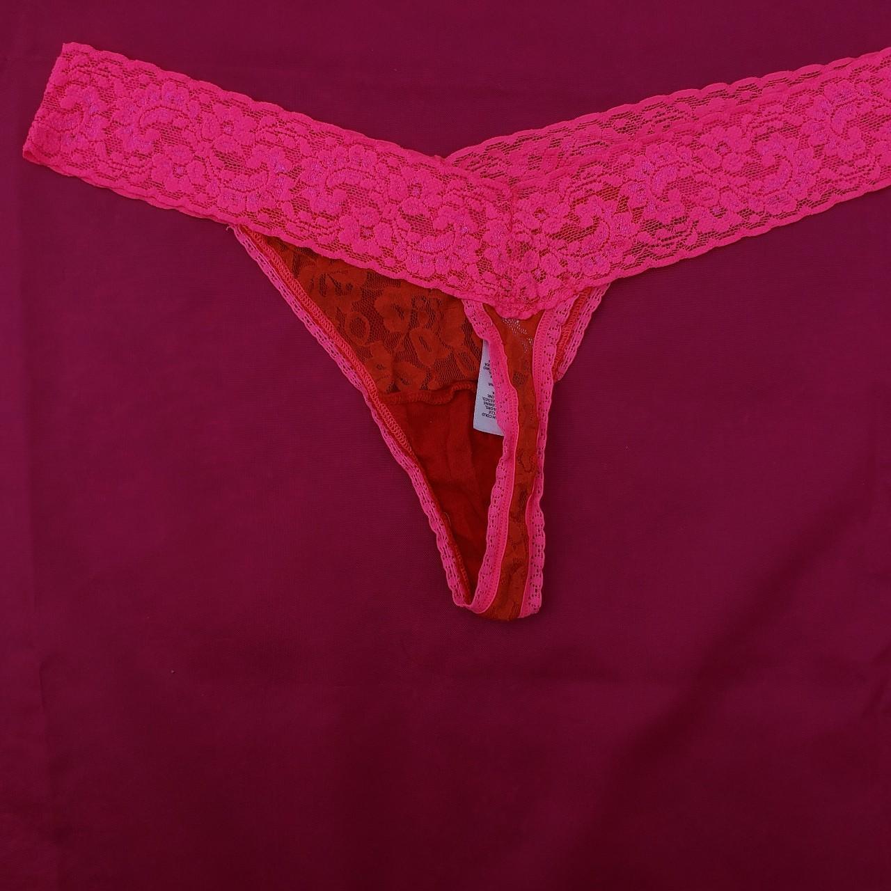 Deadstock Pink and Red Lace Thong Panties By Danskin... - Depop