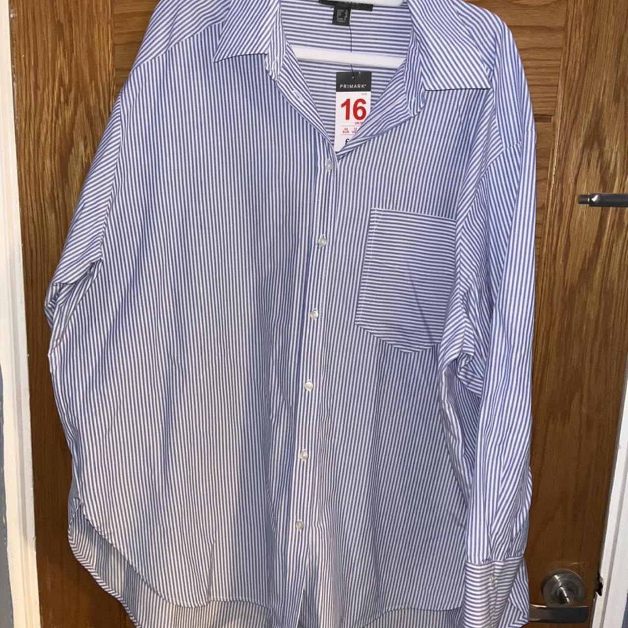 Primark striped oversized button shirt. Never worn,... - Depop