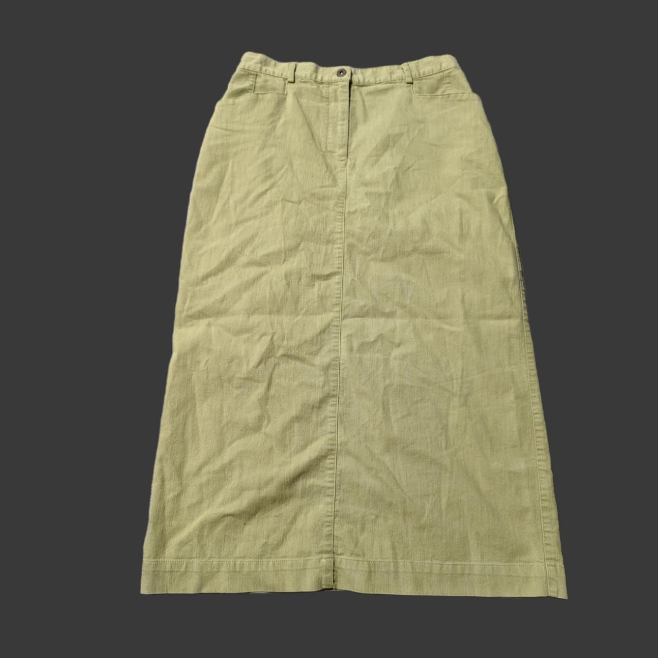 whimsigoth retro maxi buttoned skirt, avocado green... - Depop