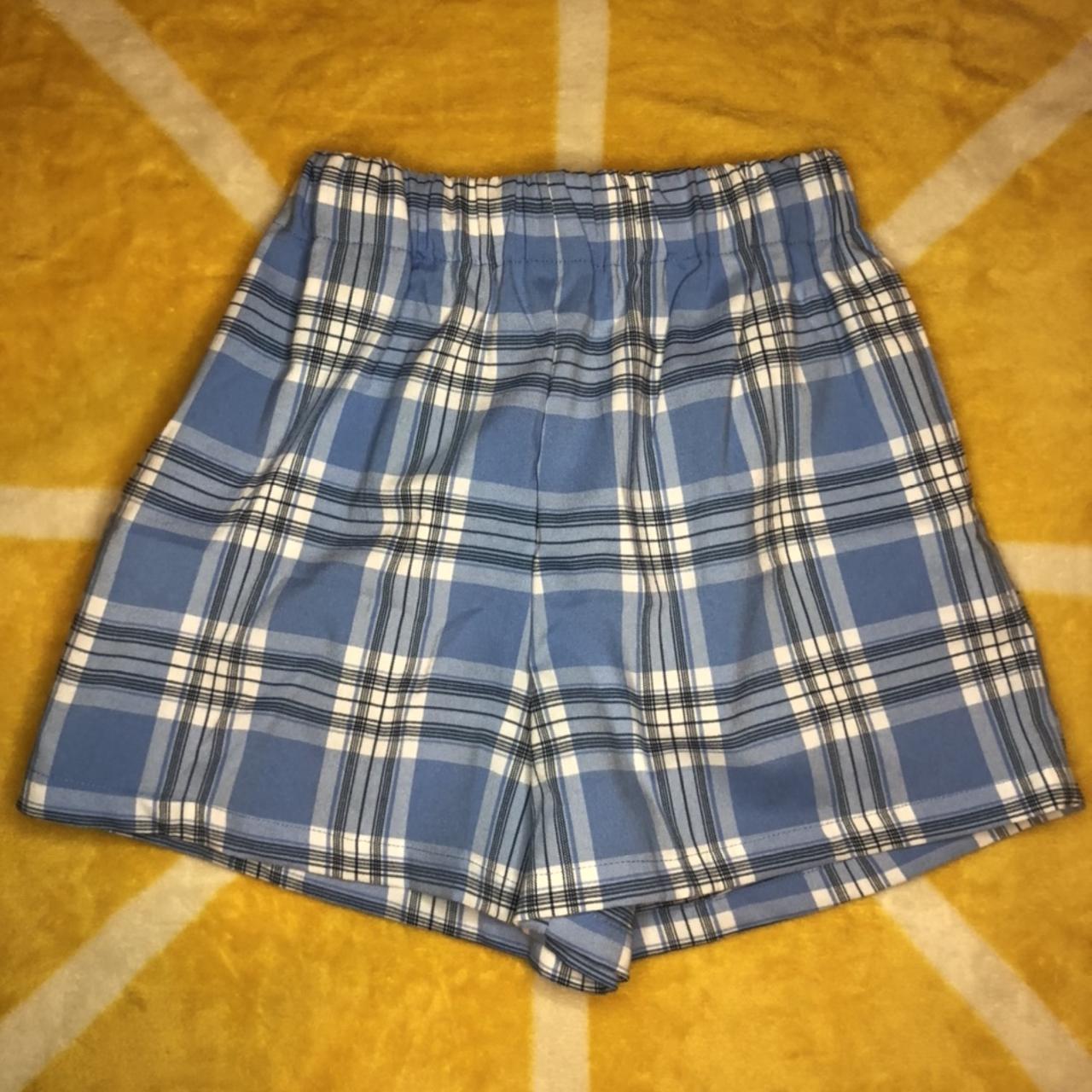 Brandy Melville Women's Blue and White Shorts | Depop