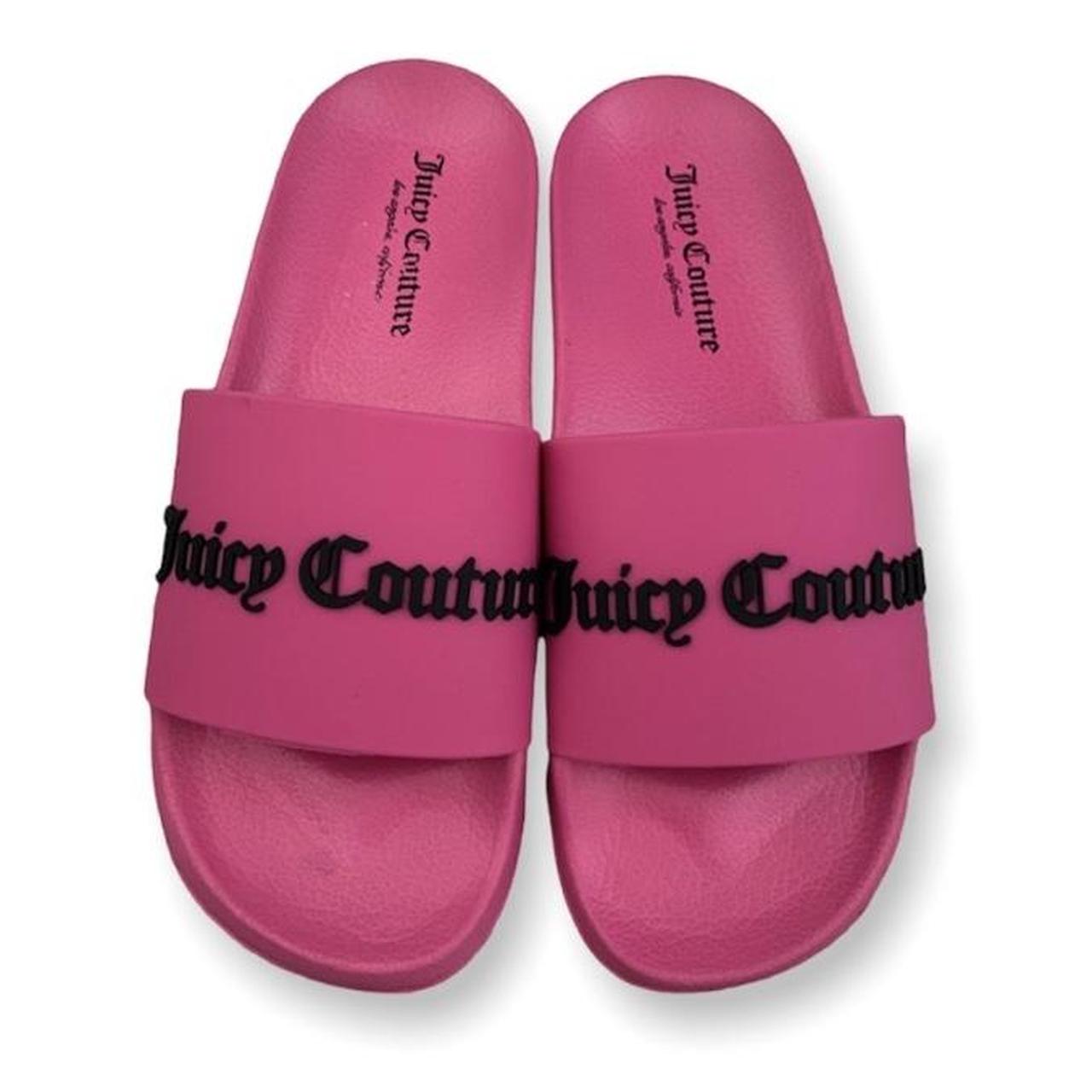 Juicy Couture Women's Black and Pink Slides | Depop