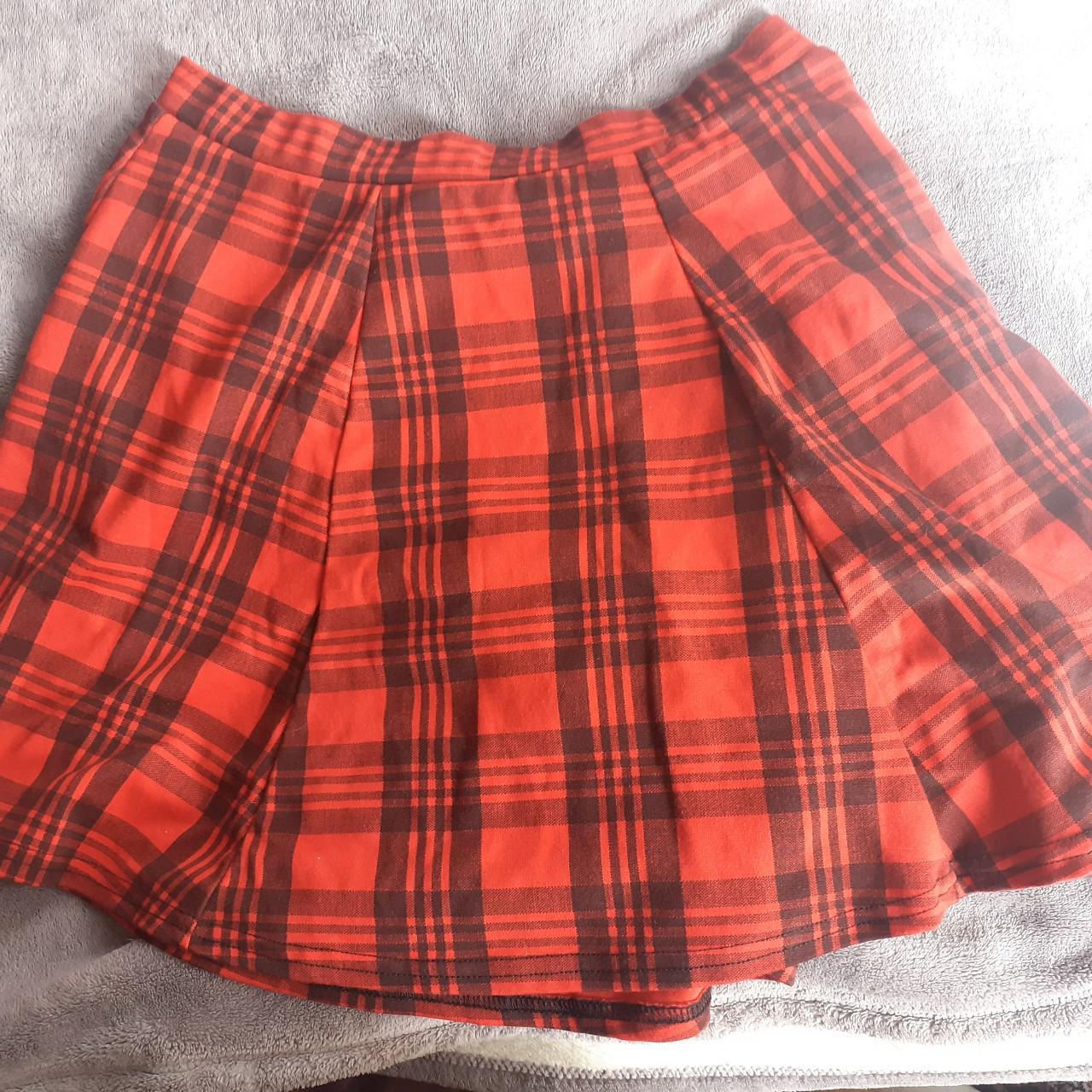 Select red tartan skater skirt. Size 12 elastic... Depop