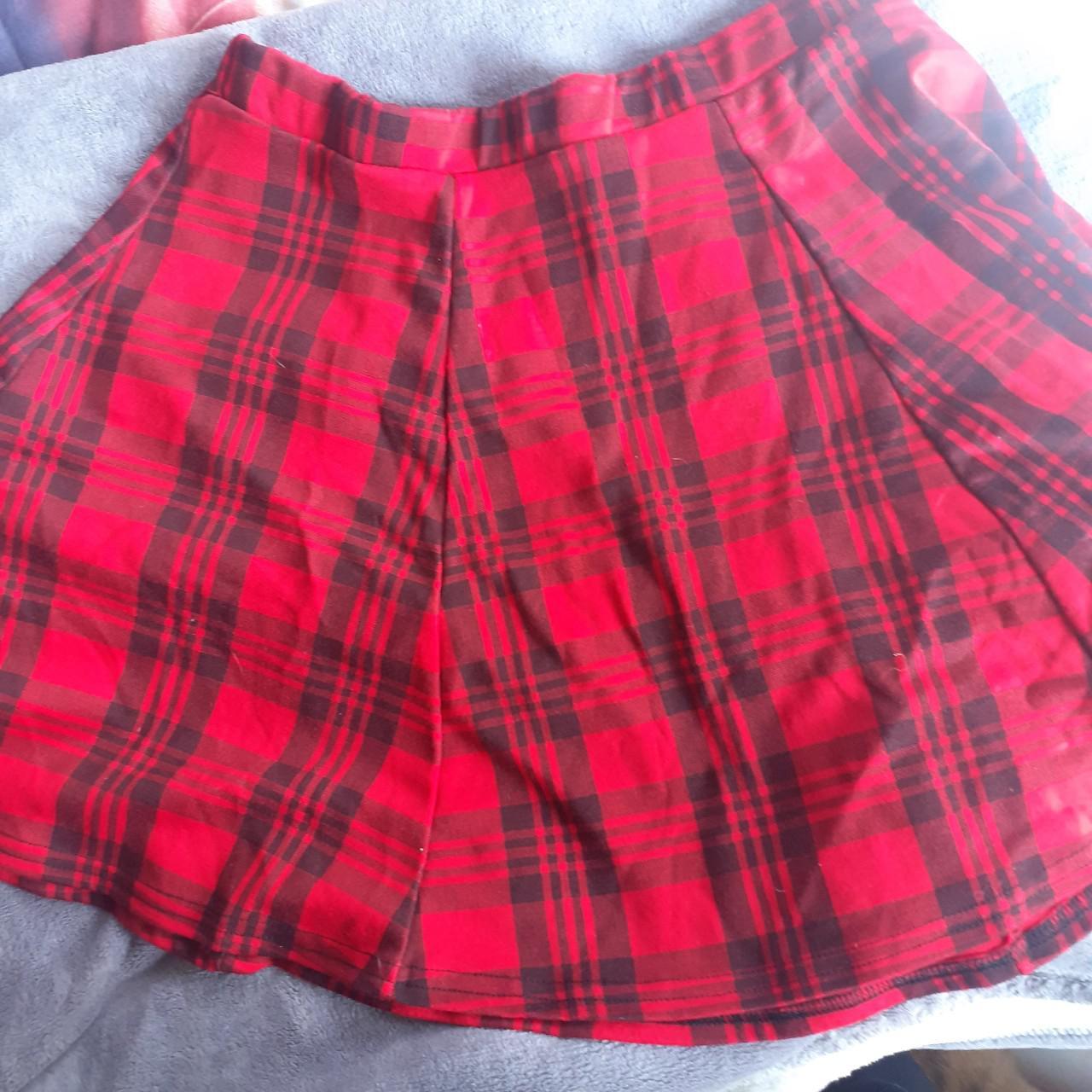 Select red tartan skater skirt. Size 12 elastic... Depop