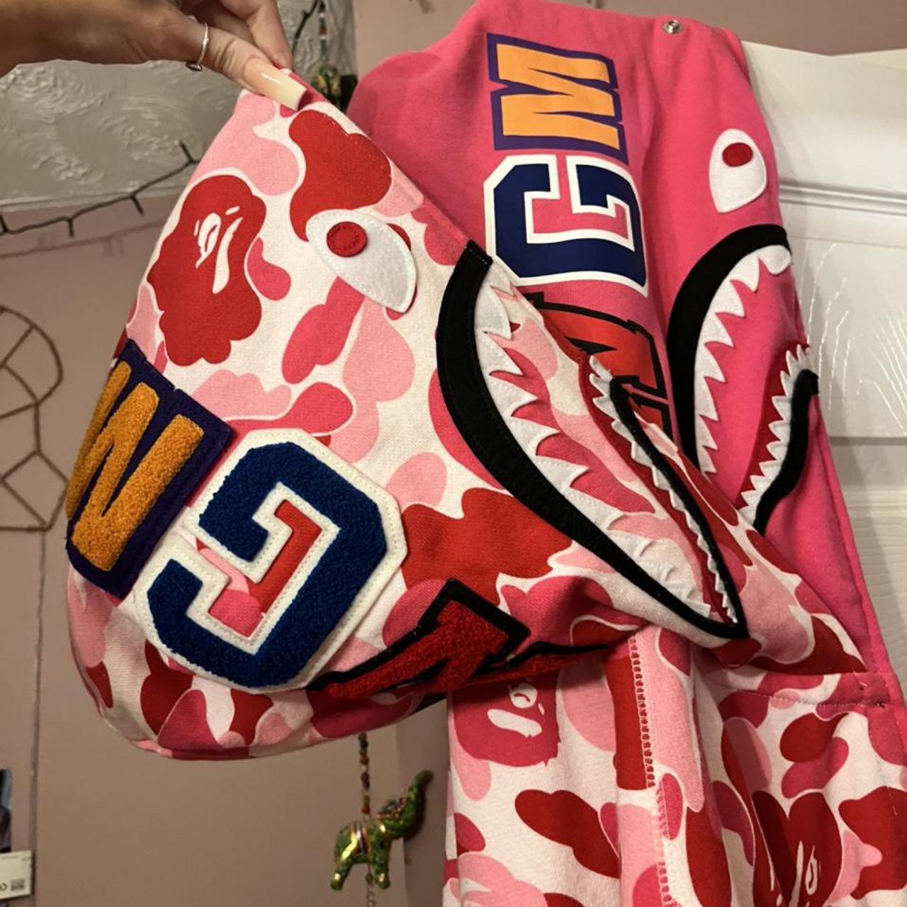 Red/pink bape shark hoodie 