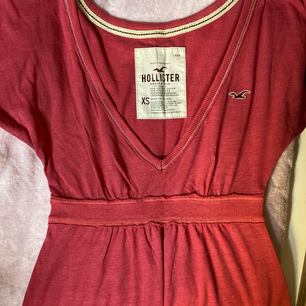 Pink Hollister baby doll tee. XS. Very deep vneck.... Depop