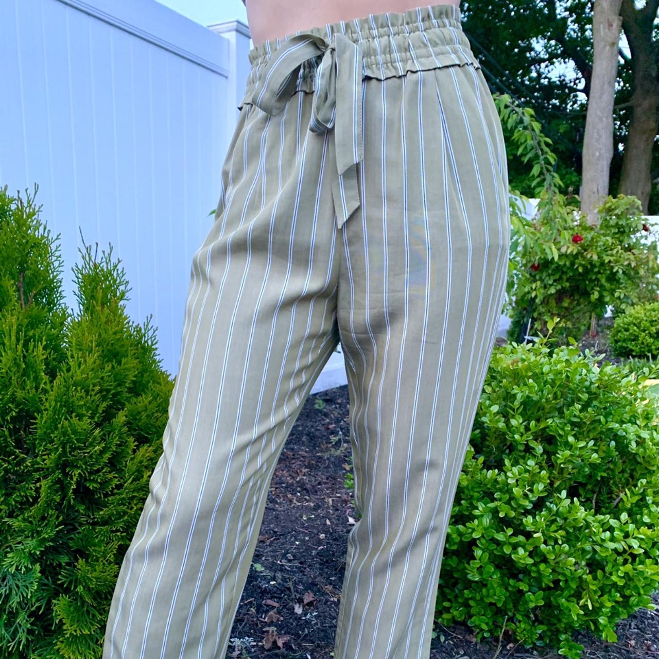 Light Green Striped Pants🌵 Zara pants, worn once,... Depop