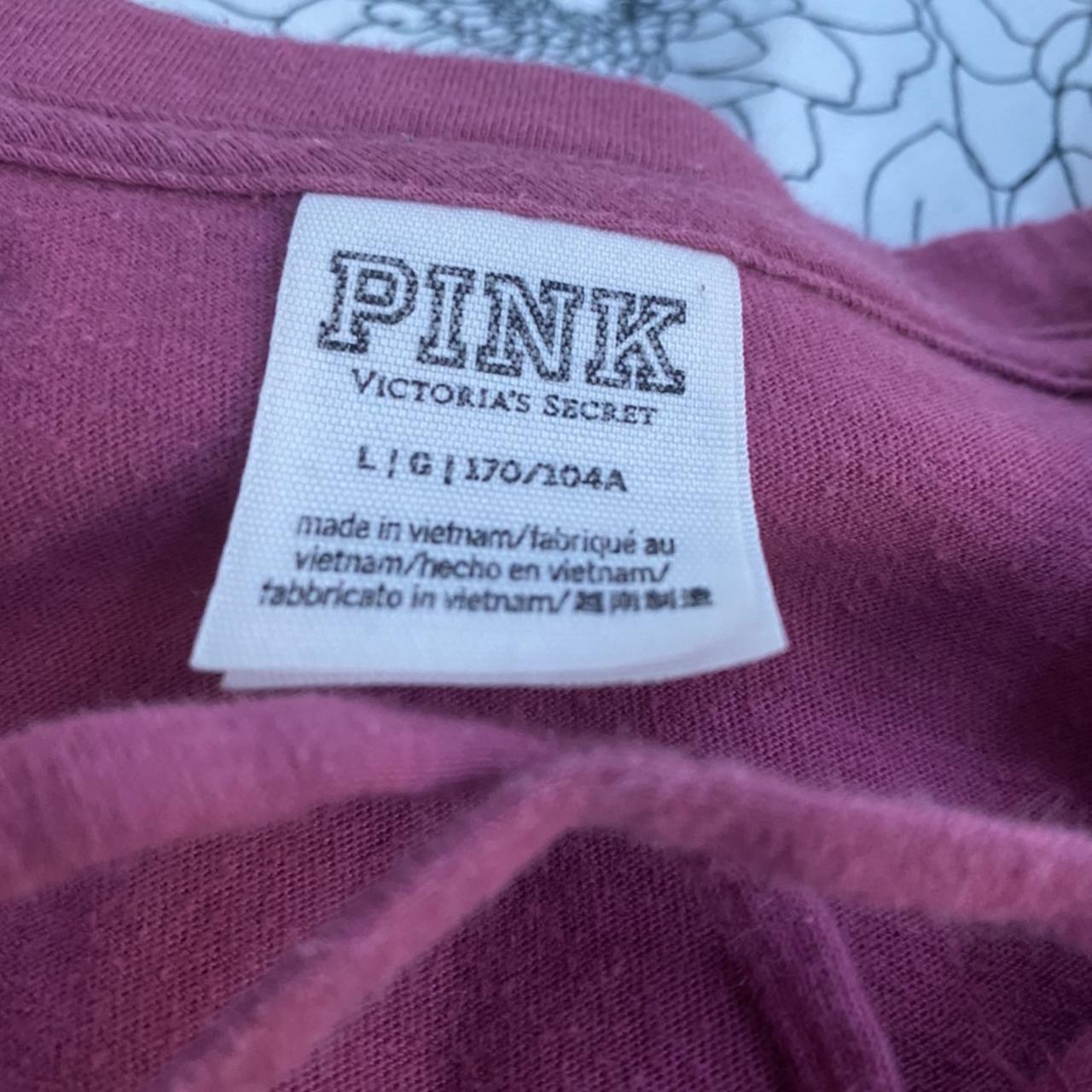 Victoria's Secret Women's Pink and White T-shirt | Depop