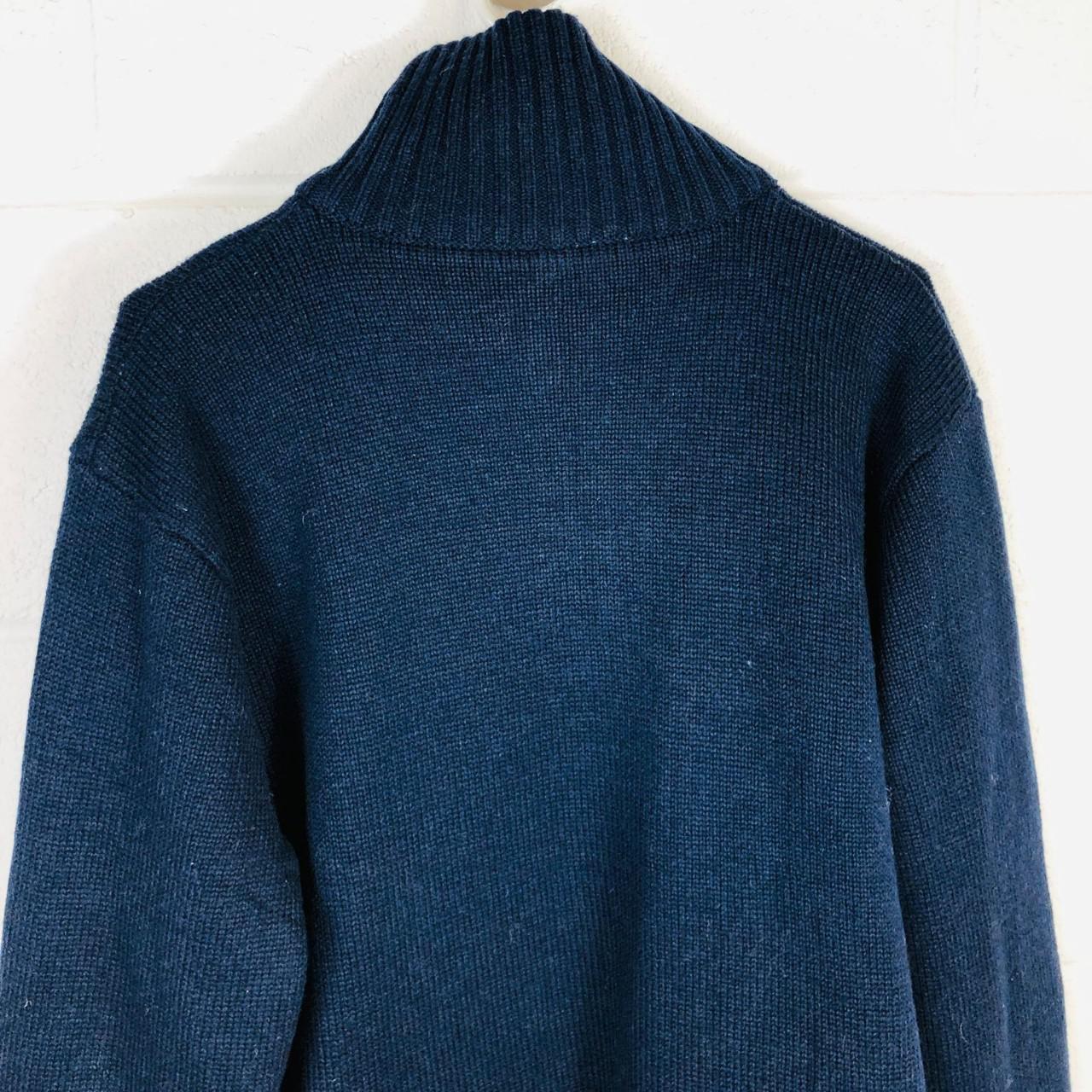 Vintage 1/4 zip knitted jumper Navy and... - Depop