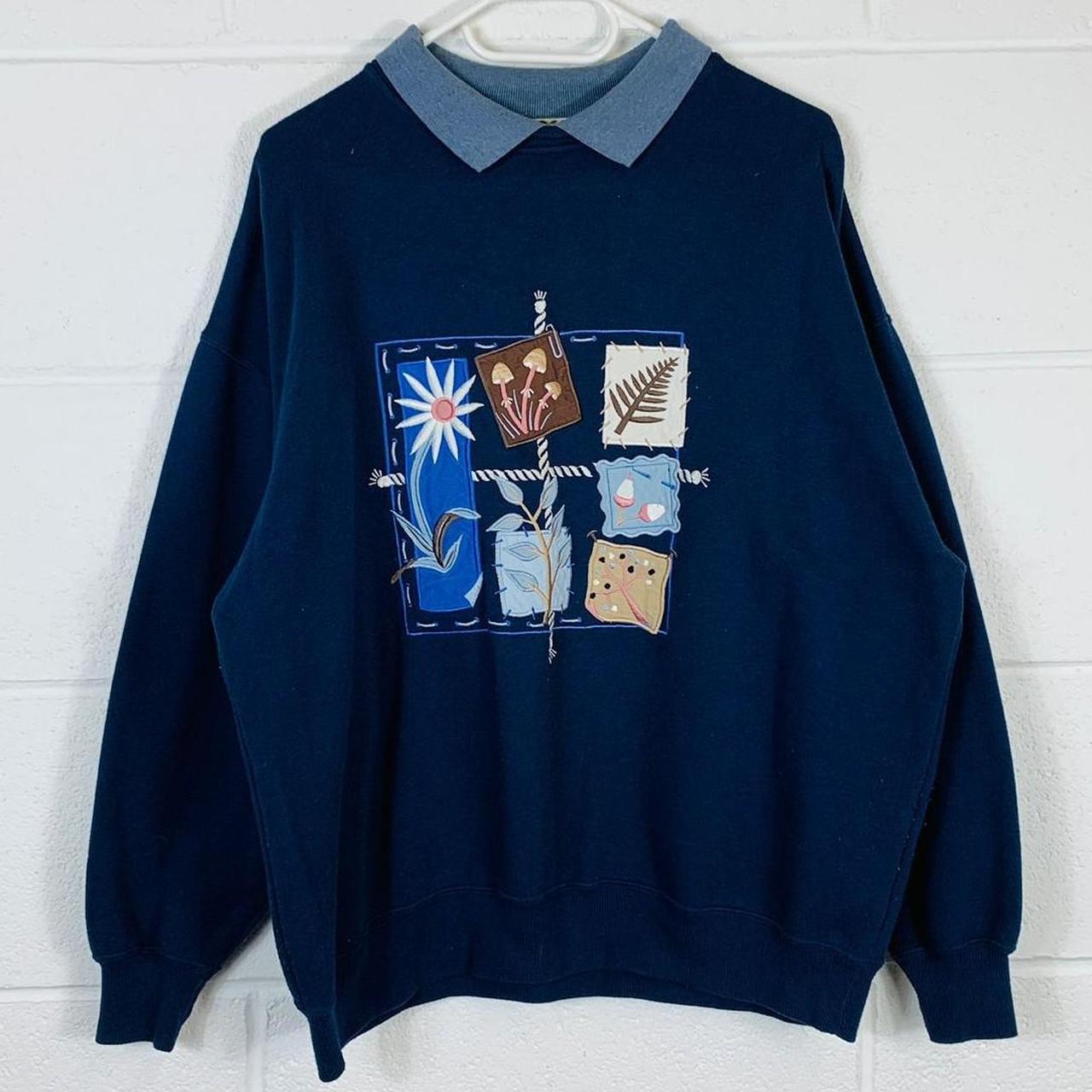 Women's Blue and Navy Sweatshirt (2)