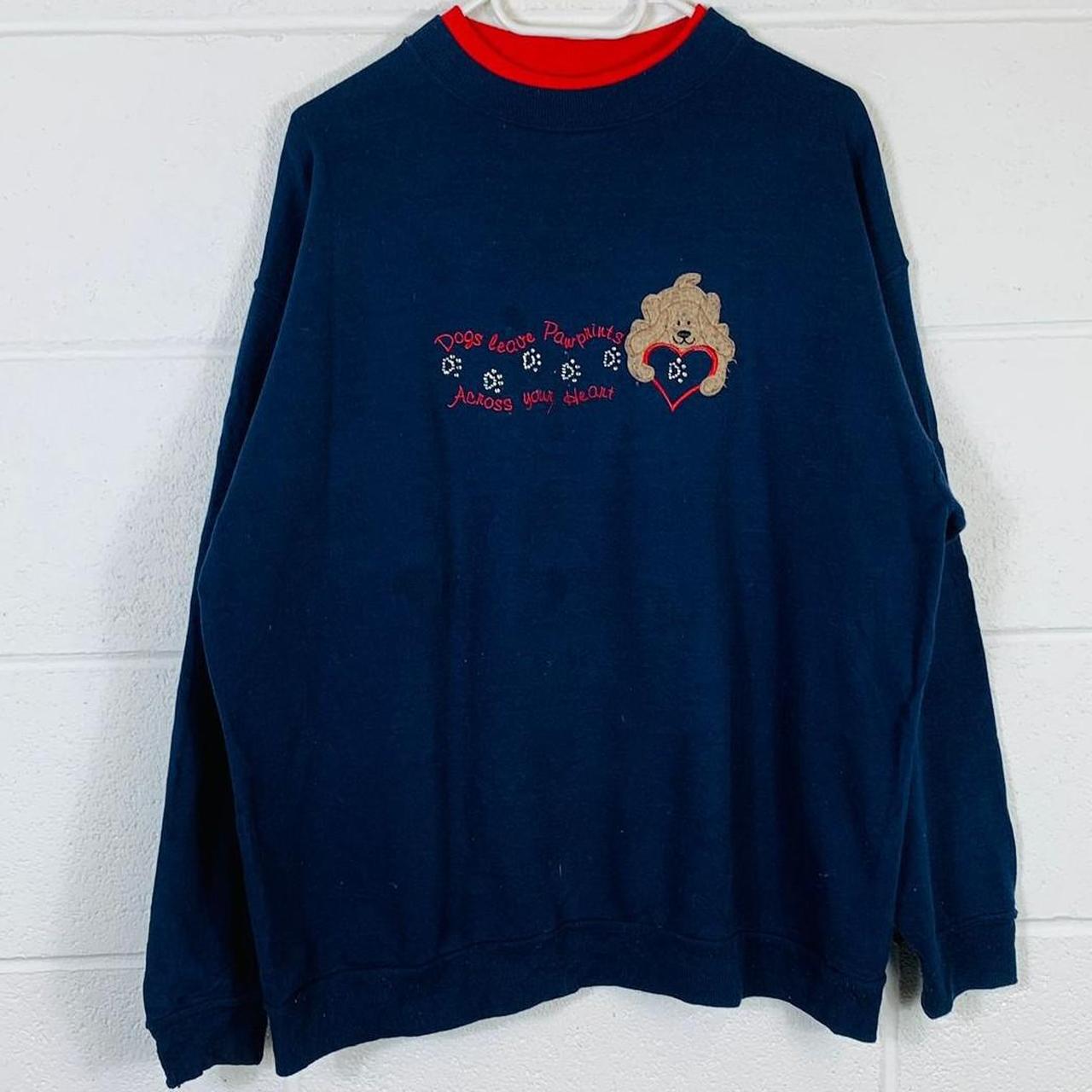 Vintage USA Sweatshirt Blue with embroidered dog... - Depop