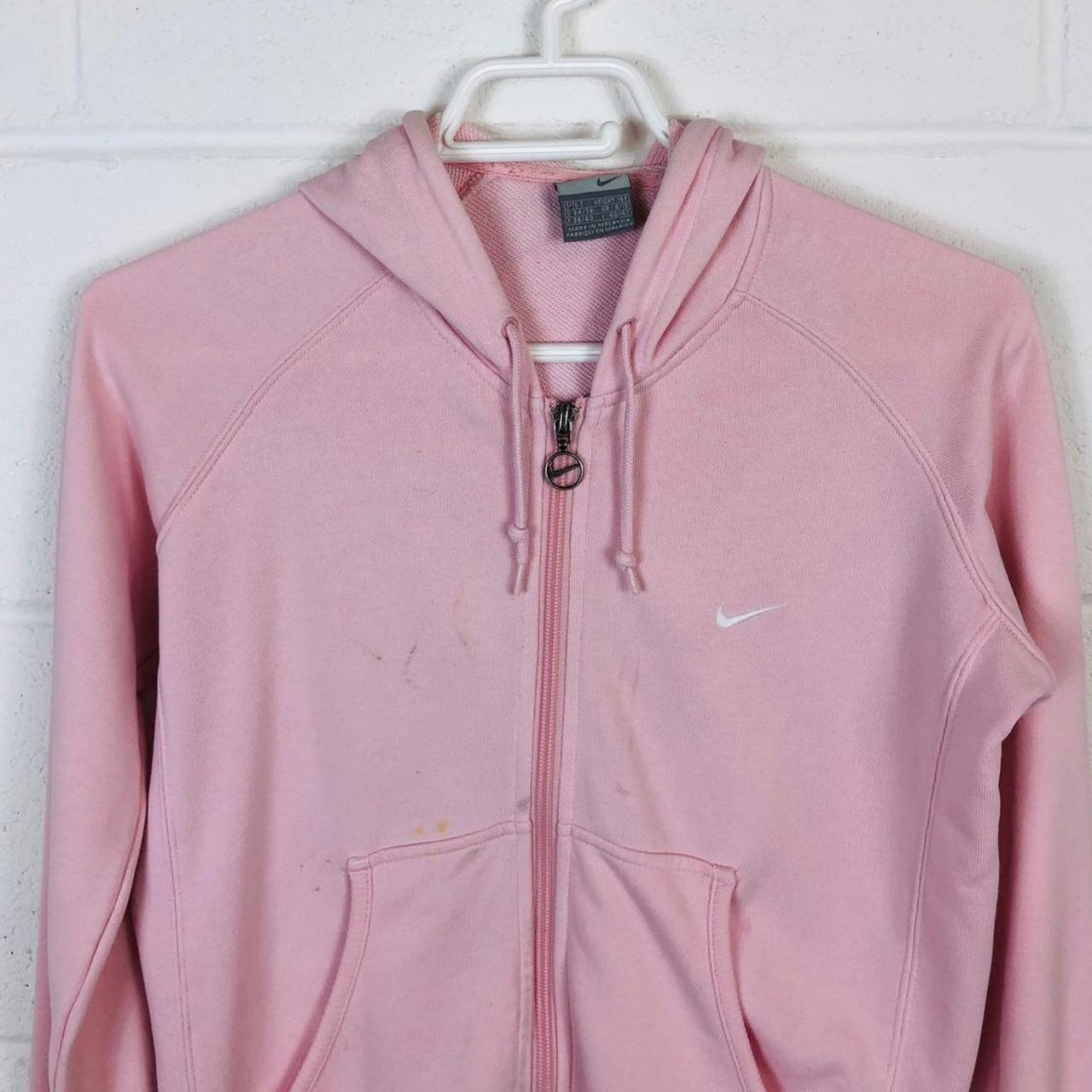 Vintage pink Nike zip up Hoodie with embroidered... - Depop