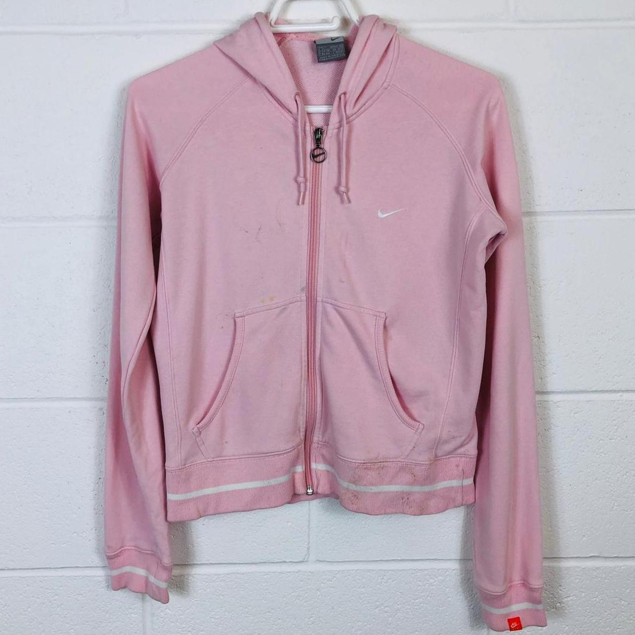 Vintage pink Nike zip up Hoodie with embroidered... Depop