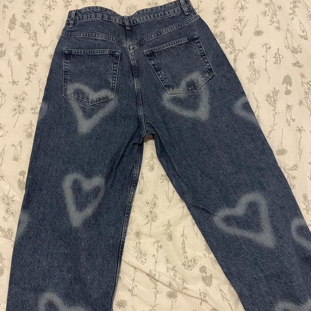 Topshop Petite mid blue heart oversized Mom jeans... - Depop