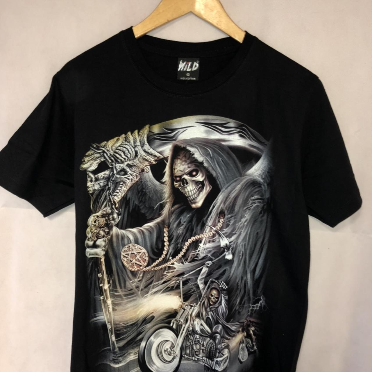 Skeleton ‘bike rider’ t-shirt, size medium (message... - Depop