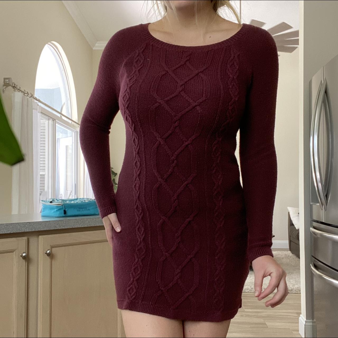 Hollister Maroon Knit Sweater Dress 💋 Size medium - Depop