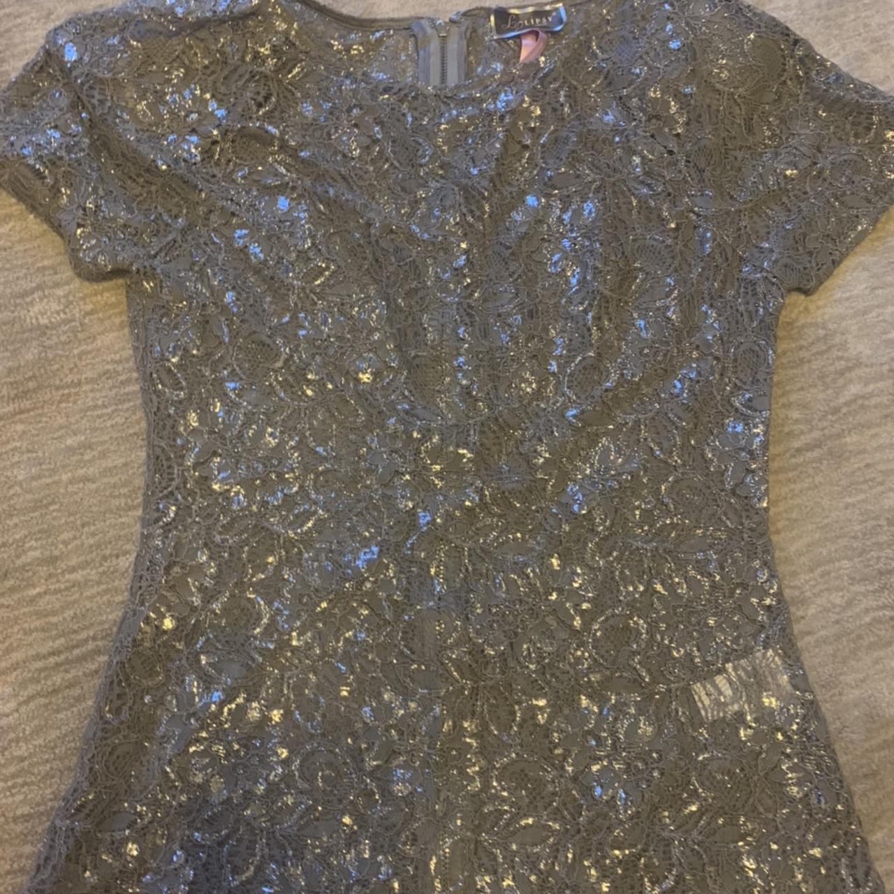 Lipsy sheer silver top with shoulder pads and zip... Depop