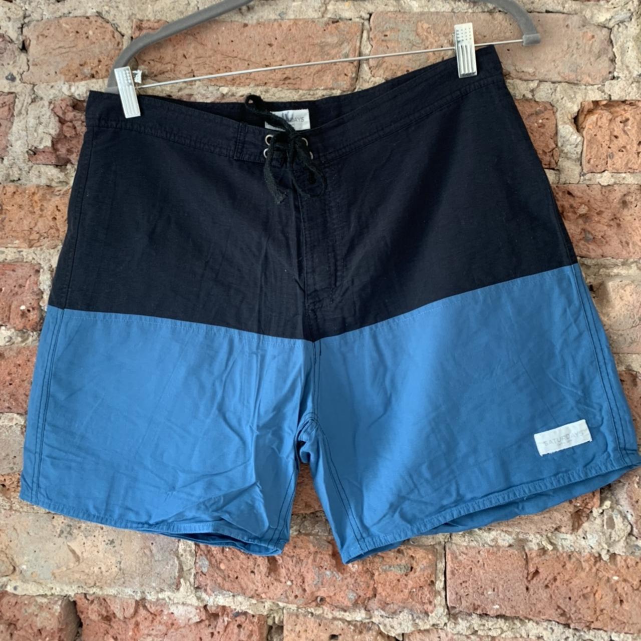 Saturdays NYC Men's Blue and Black Shorts | Depop