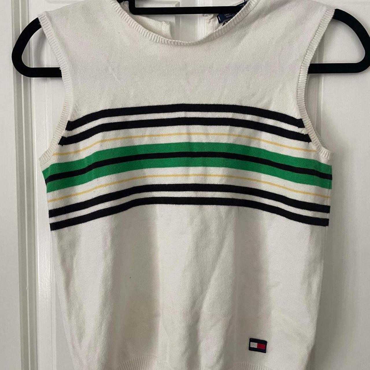 Tommy Hilfiger Women's White and Green Vests-tanks-camis | Depop