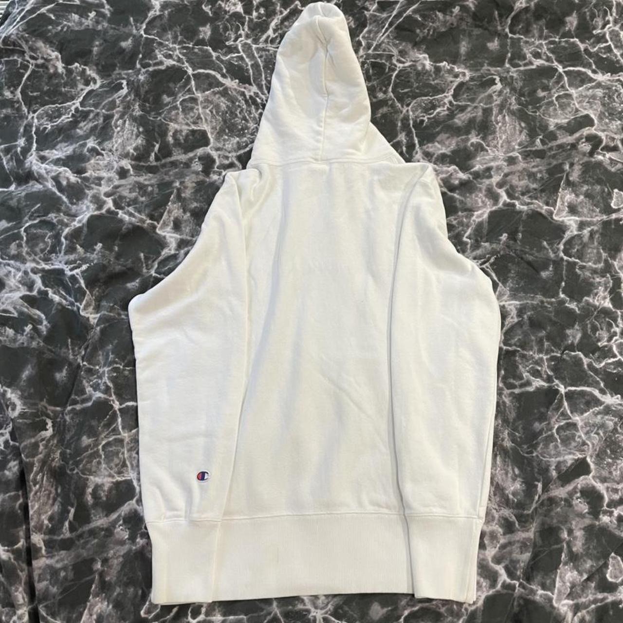 White and blue champion hoodie Clearance