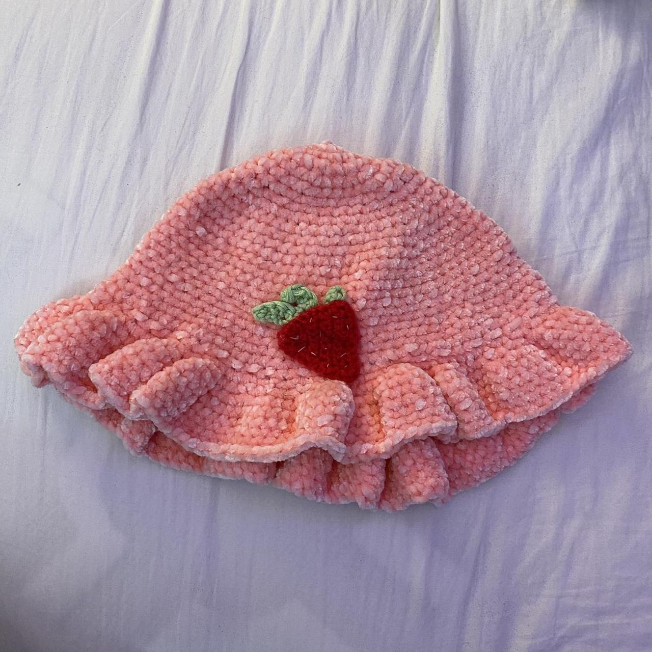 handmade crochet velvet pink strawberry
