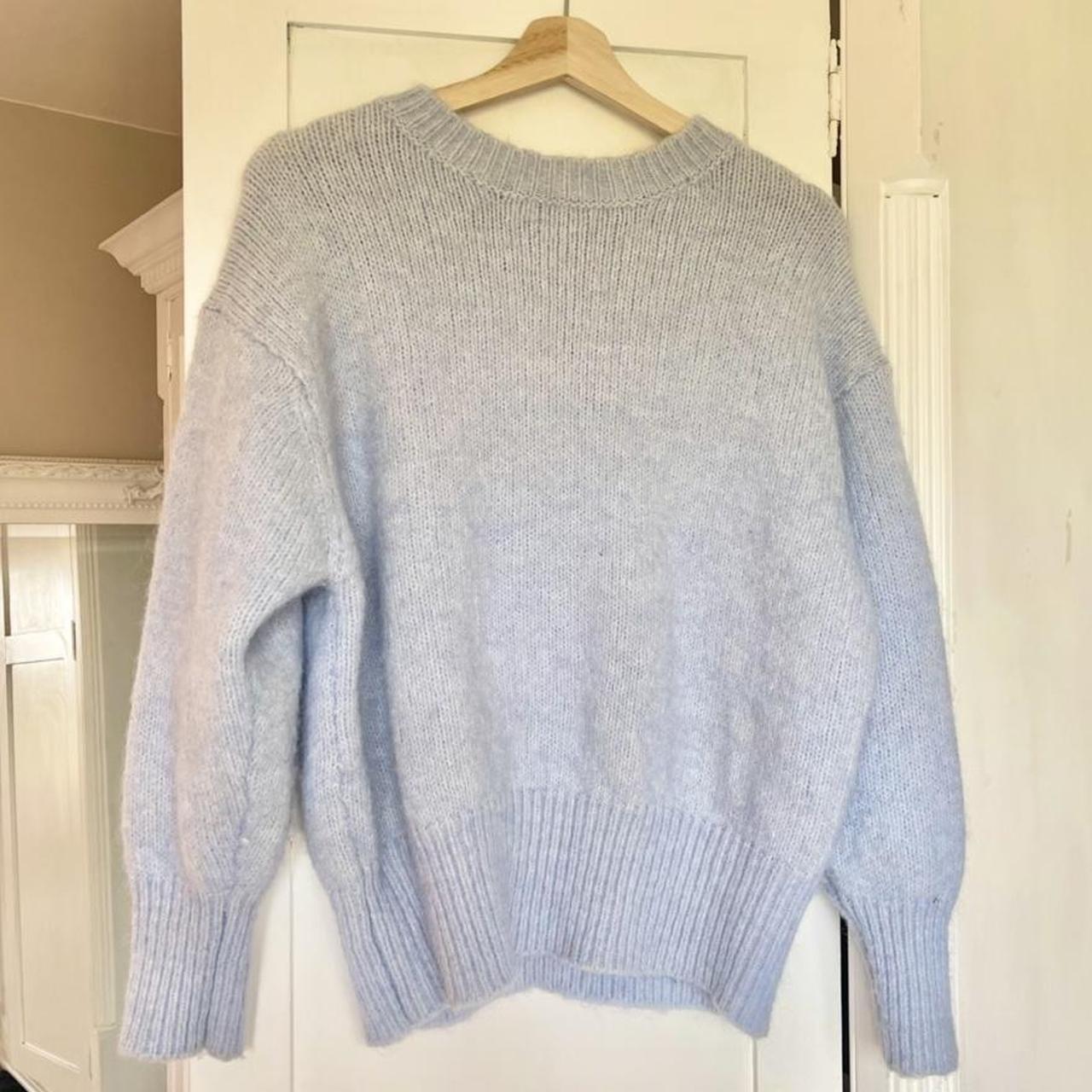 Zara Light Blue Knit Jumper / Sweater Size Medium.... Depop